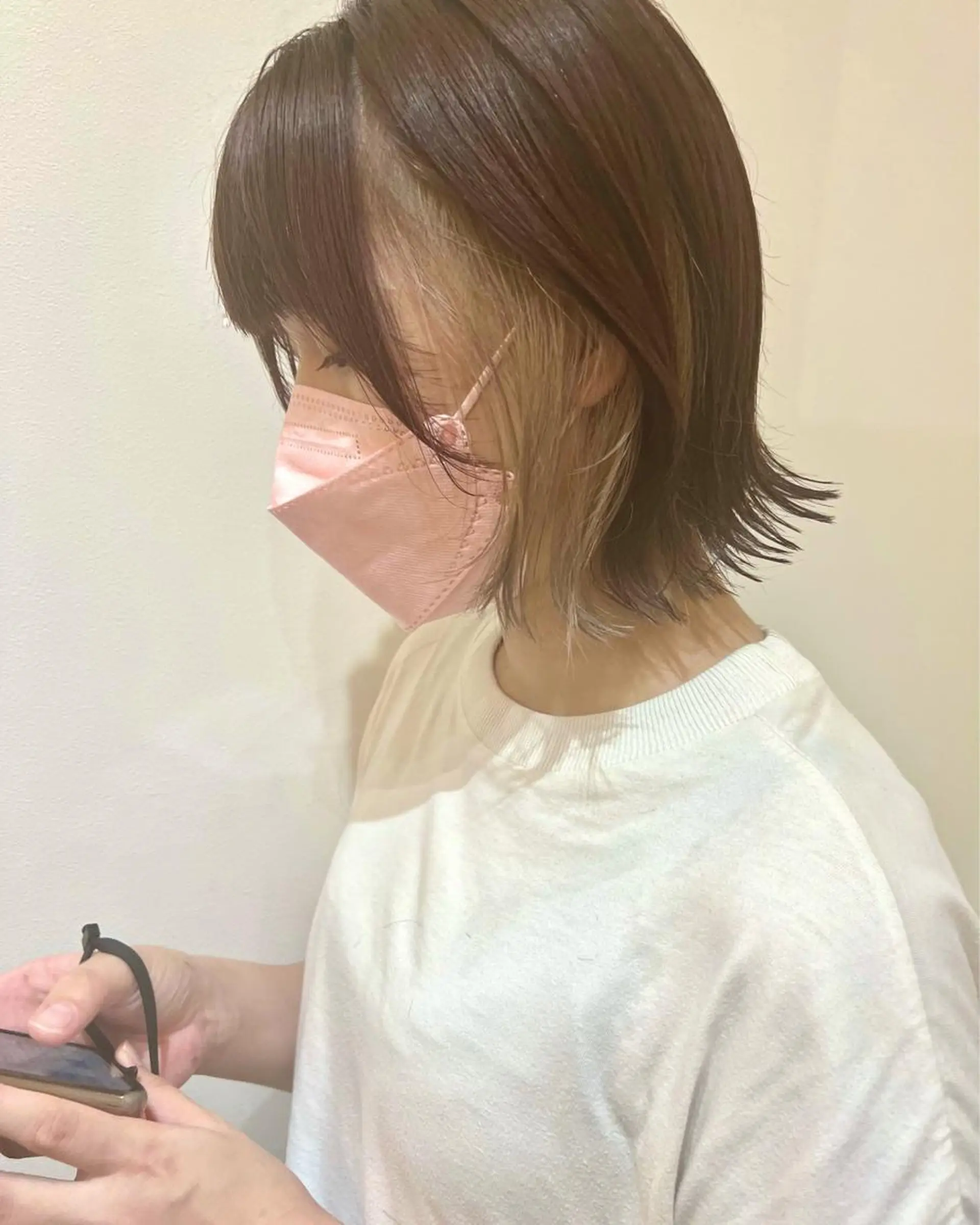 ショート カラー ベージュカラー ミルクティーベージュ ボブ しおり/パーマ/ newi町田のヘアスタイル