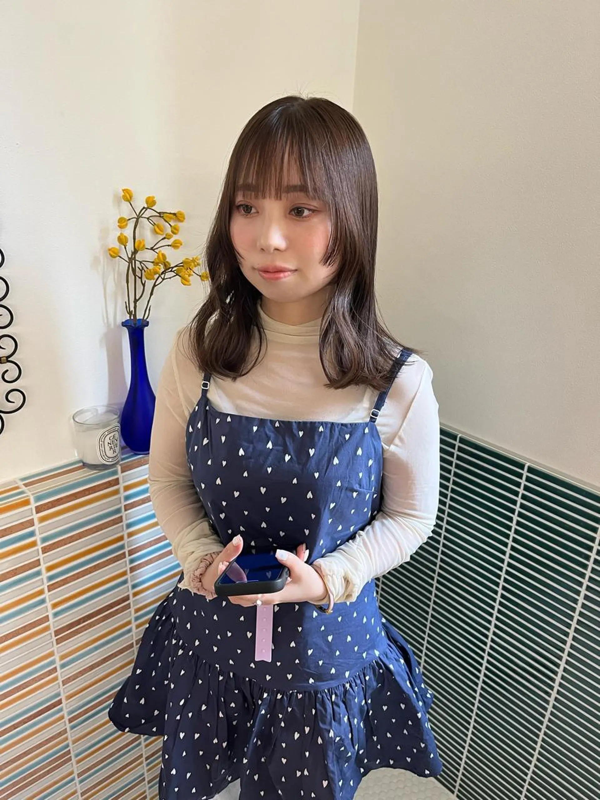 ミディアム カラー ベージュカラー ブリーチ 透明感カラー ブリーチなしカラー カット ヘアカラー トリートメント 🩷ハイトーン透明感 レイヤー🩷ユリカのヘアスタイル