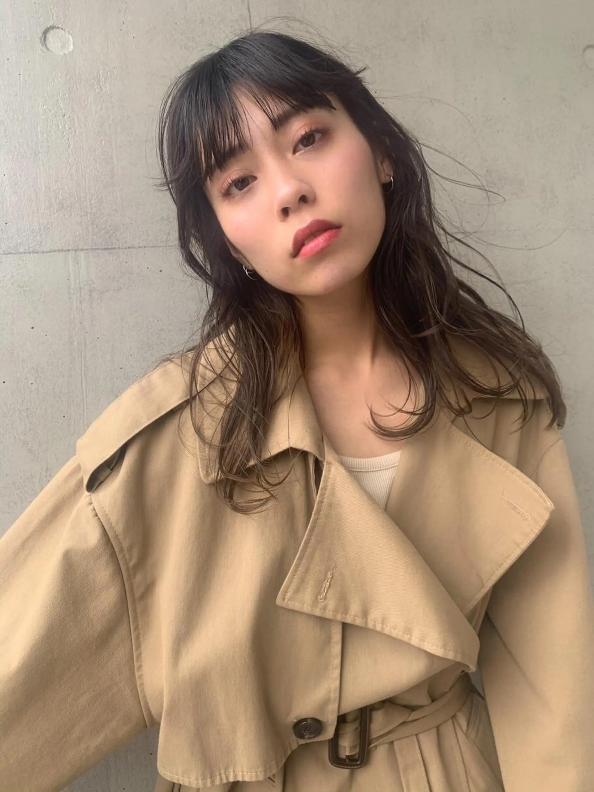 セミロング カラー グレージュ 柔らかブラウン/顔周 りレイヤー♡ユウシのヘアスタイル