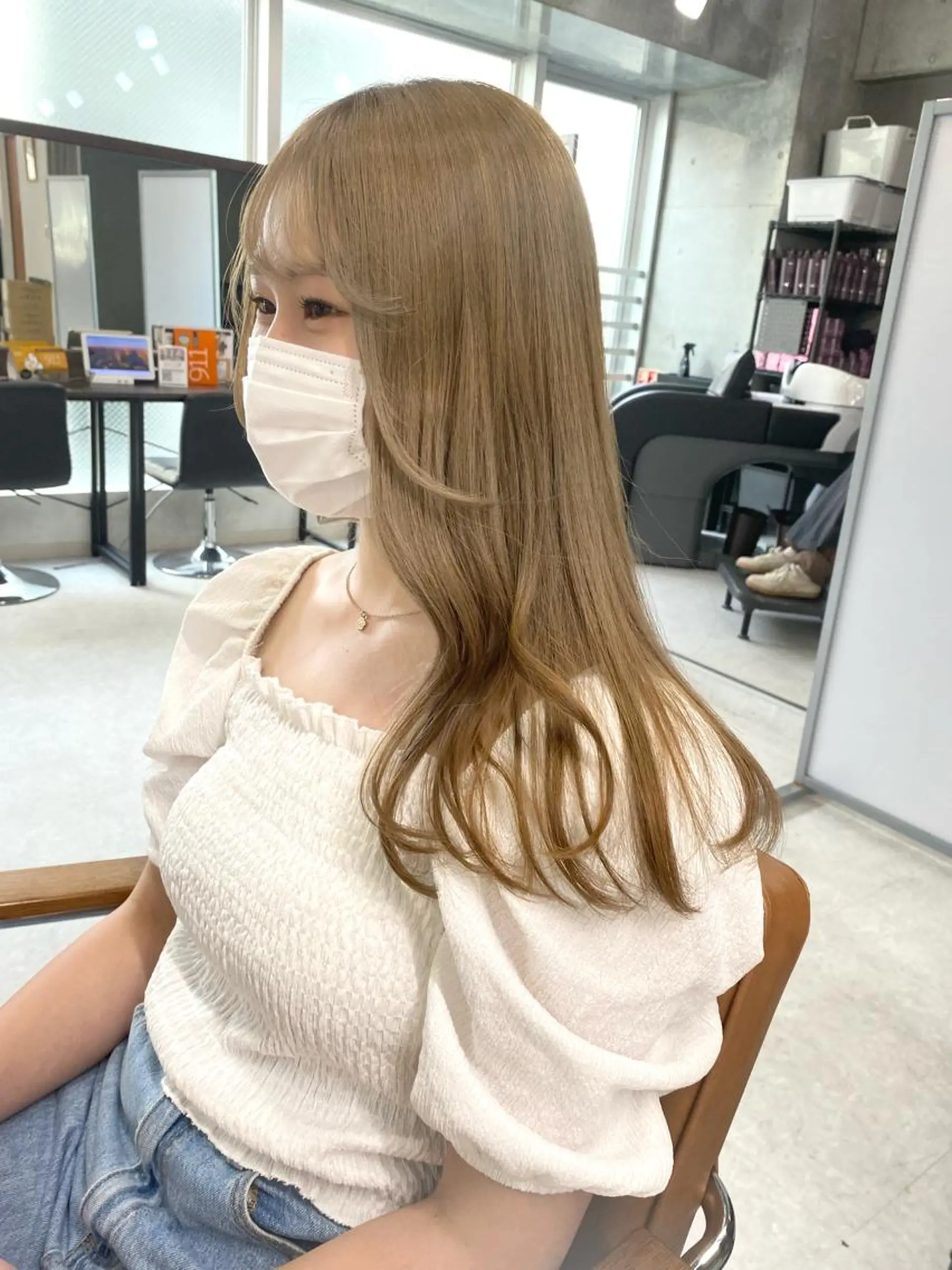 セミロング カラー ヘアアレンジ ヘアカラー トリートメント ヘアセット 🌷FUKA🌷 まろやかハイトーンのヘアスタイル