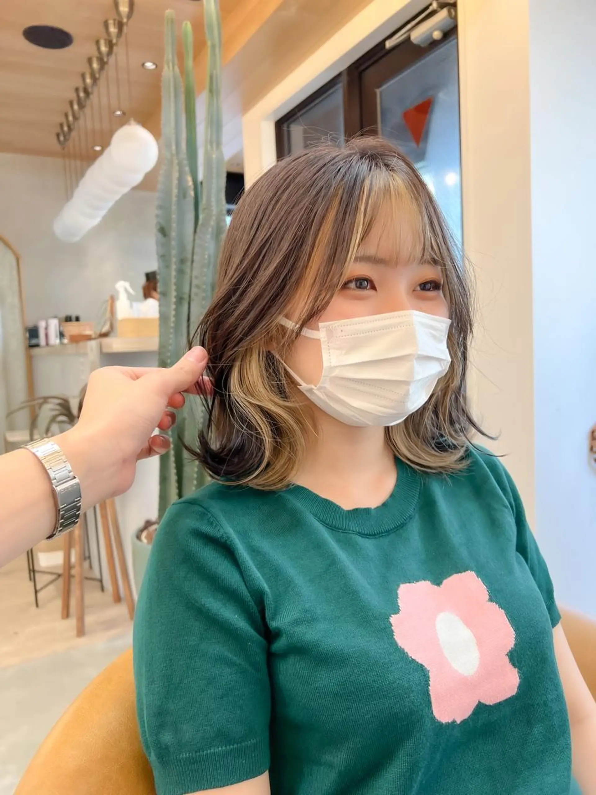 ミディアム カット ヘアカラー トリートメント ボブ/縮毛矯正 髪質改善/もえるのヘアスタイル