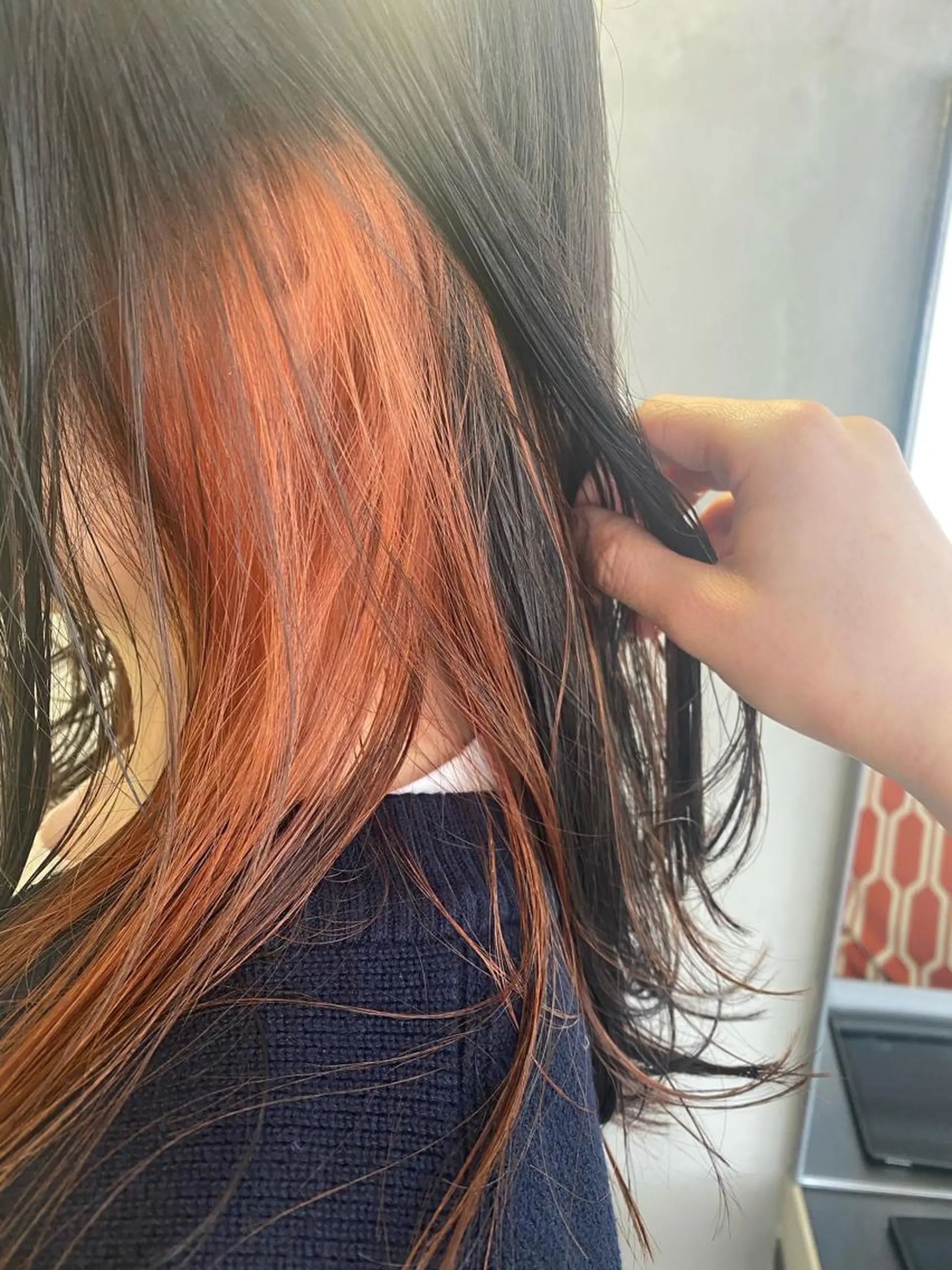 セミロング カラー ヘアアレンジ インナーカラー オレンジ stylist/蛯谷 珠里のヘアスタイル