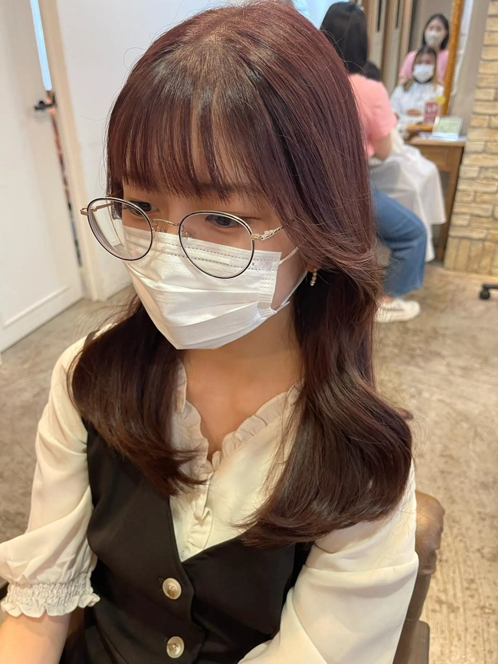 ロング カラー ブリーチ ブリーチなしカラー ピンクカラー くびれヘア ヨシンモリ カット ヘアカラー トリートメント 🫧chinatsu 🫧のヘアスタイル