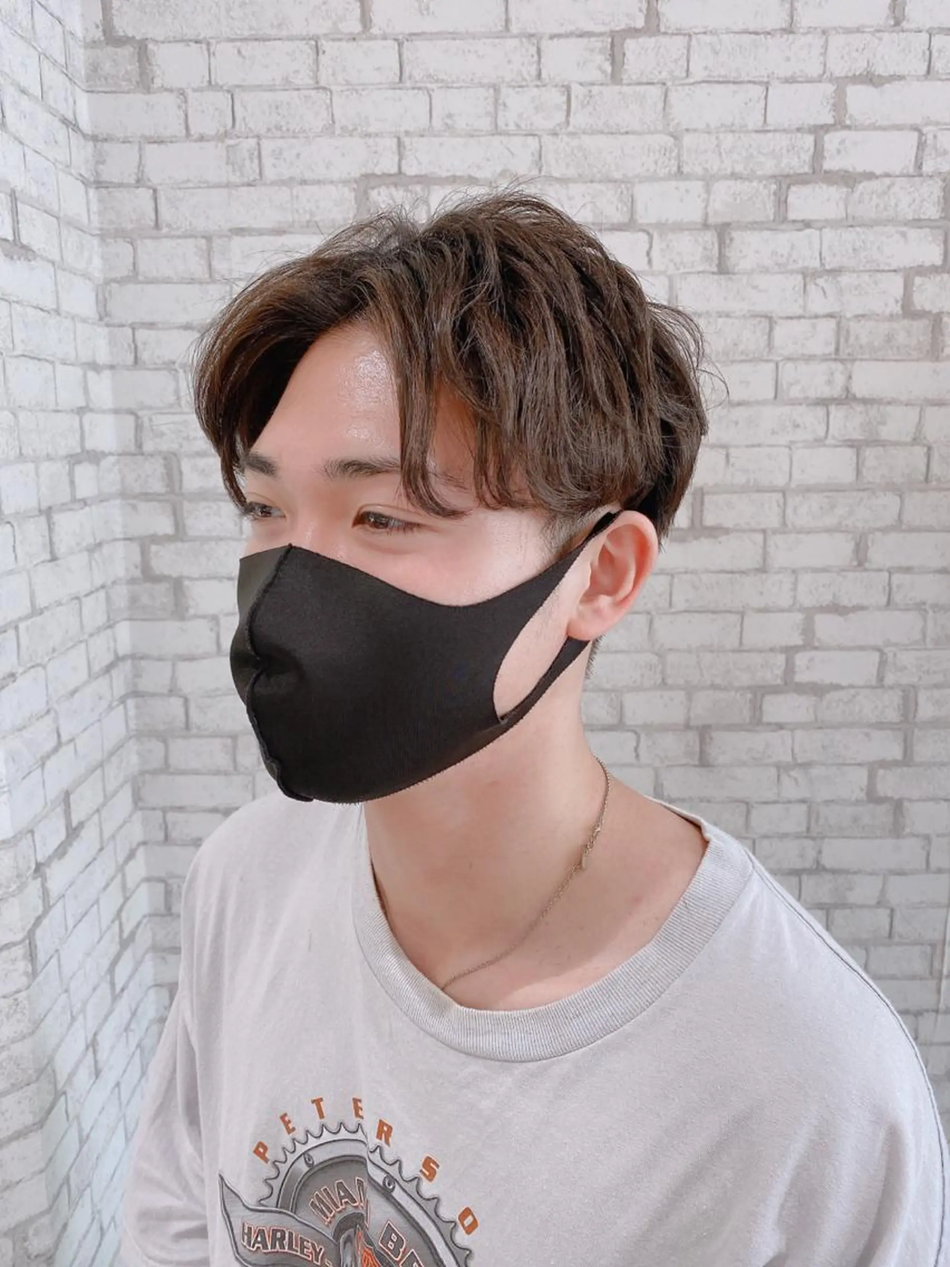 ショート カラー パーマ ヘアアレンジ メンズ カット ブリーチなし艶カラー 東家のヘアスタイル