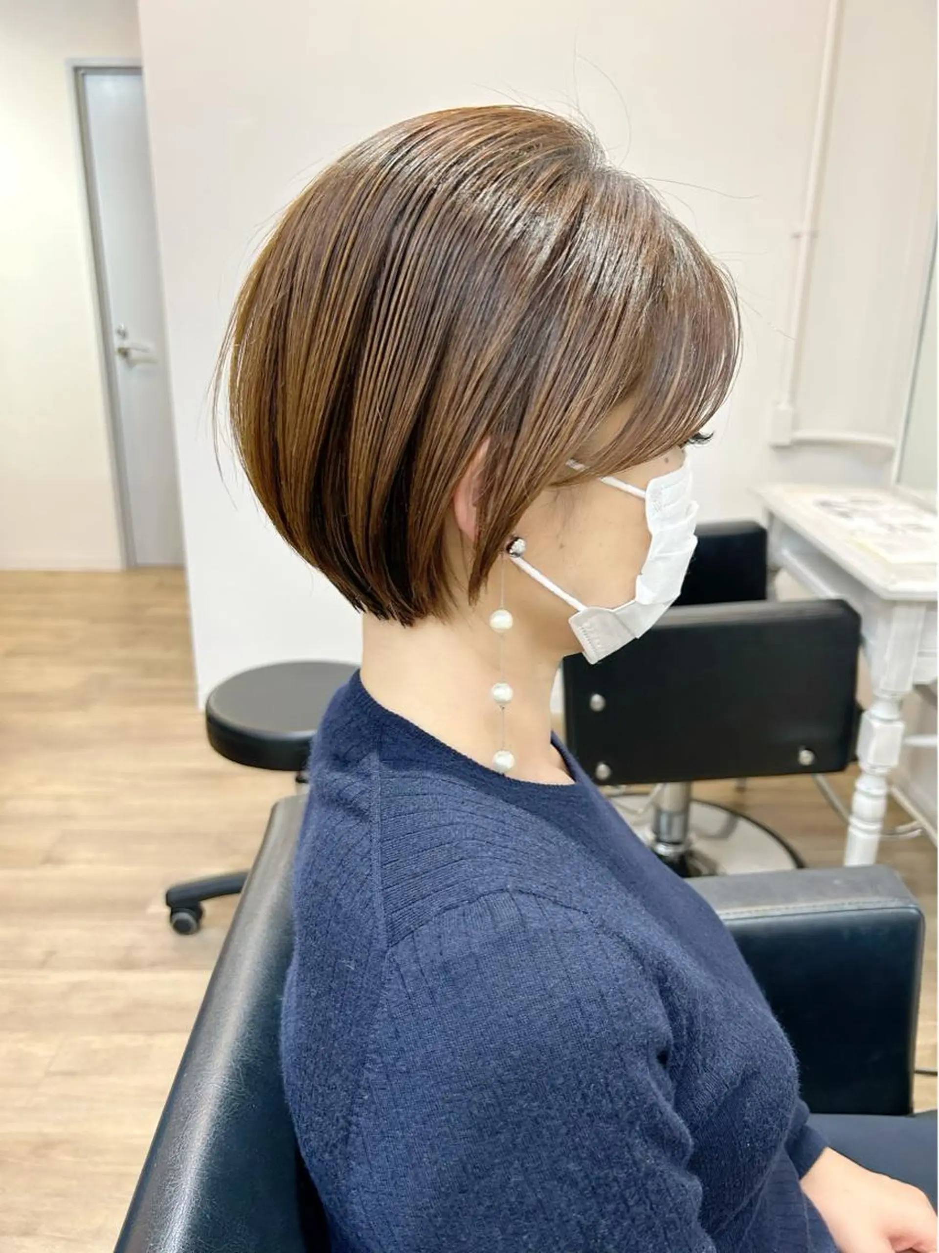 ショート 丸みショート ボブ ハイライト 髪質改善 ショートヘア lab.by ioe中崎店所属・中北篤志 ショートボブのヘアスタイル