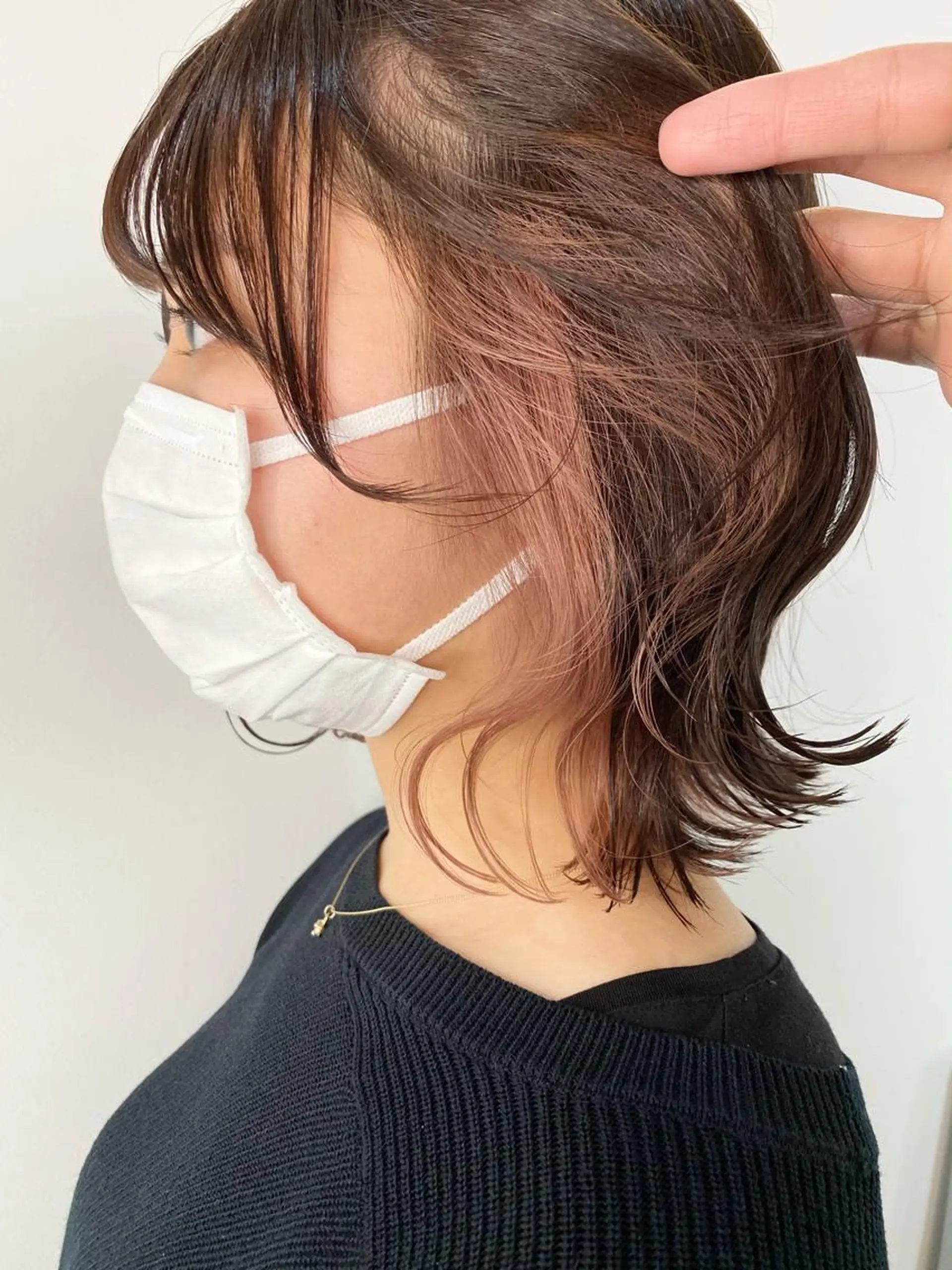 ミディアム カラー ハイライトカラー インナーカラー ピンクカラー ハイライト opus 店長大和 レイヤー/赤み消しのヘアスタイル