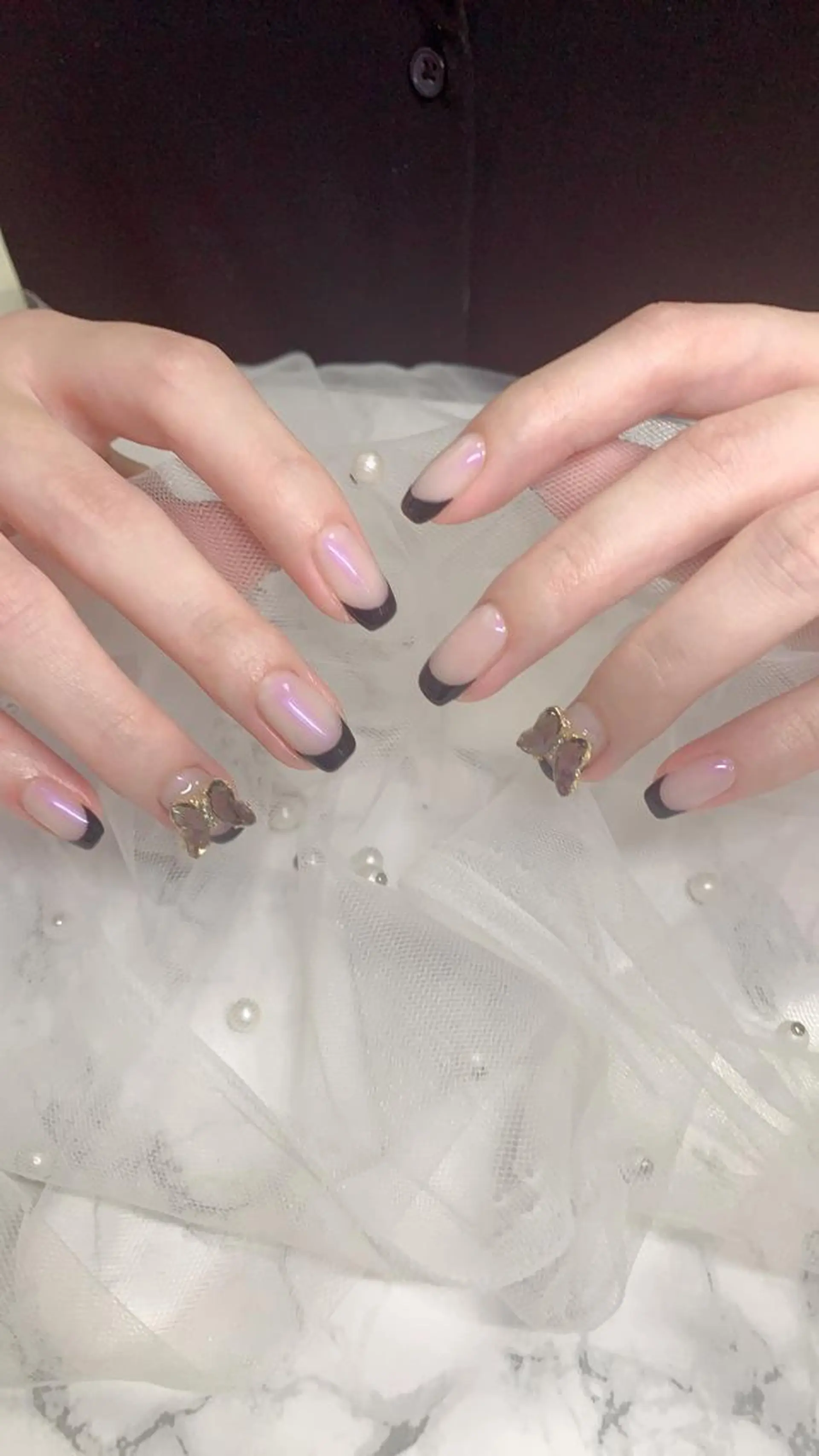 ネイル フレンチネイル はな💎ネイル ワンホン、長さ出しのネイルデザイン