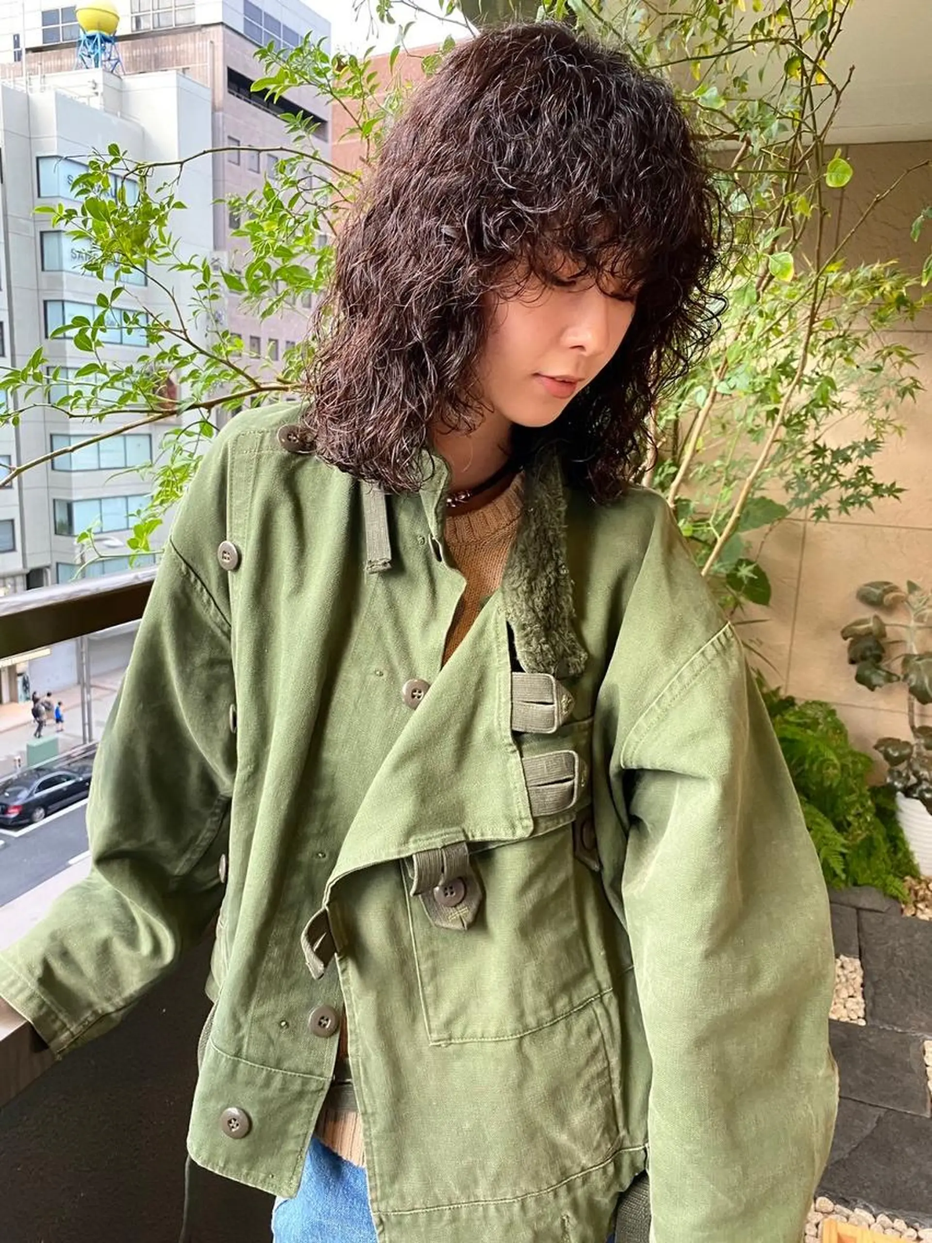 ミディアム カラー パーマ ショートボブ ミディアムパーマ アディクシーカラー ブリーチ ケアブリーチ カット ヘアカラー トリートメント CEINE OURのヘアスタイル