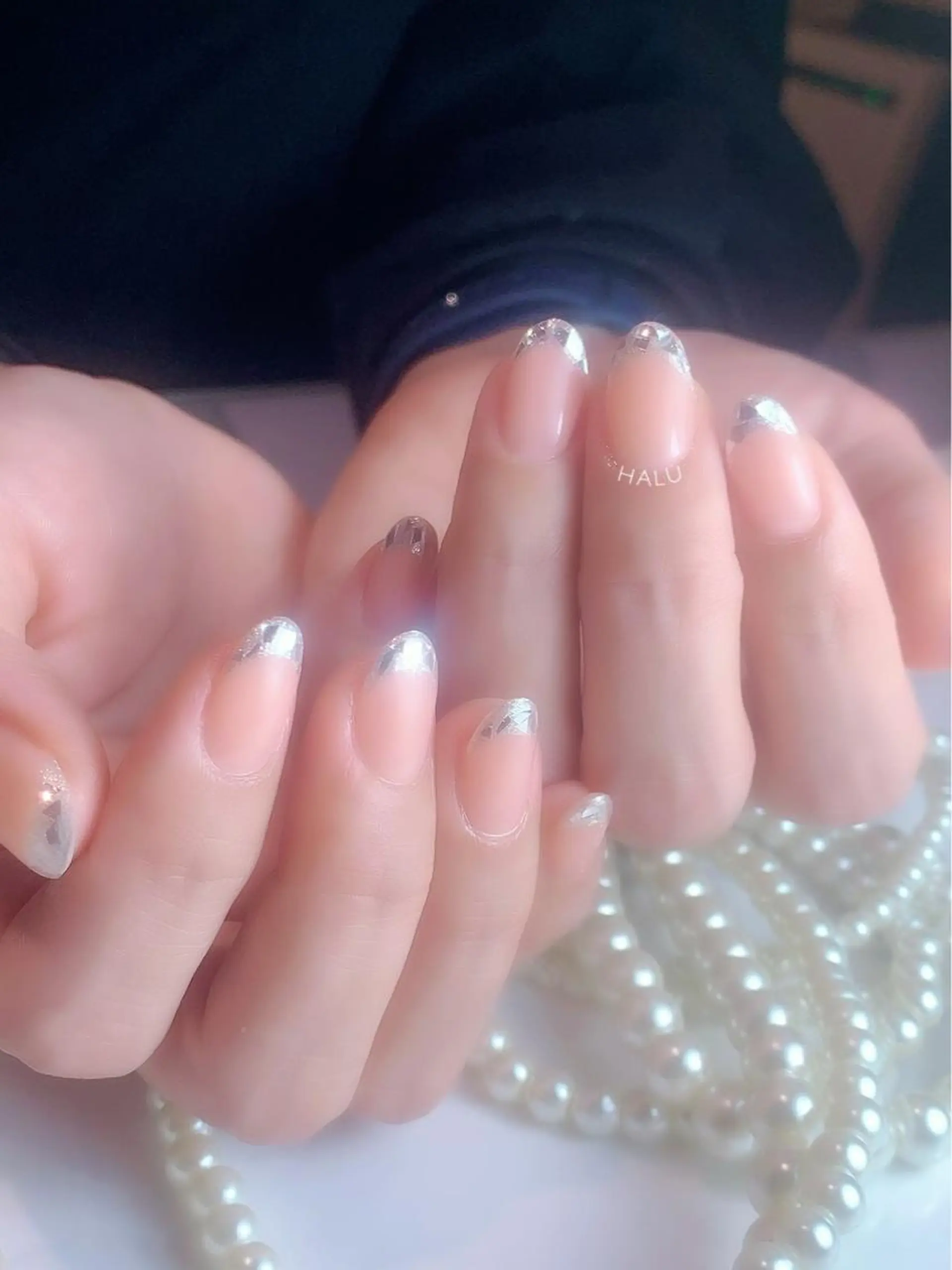 ネイル フレンチネイル ガラスフレンチ HALU ハルのネイルデザイン