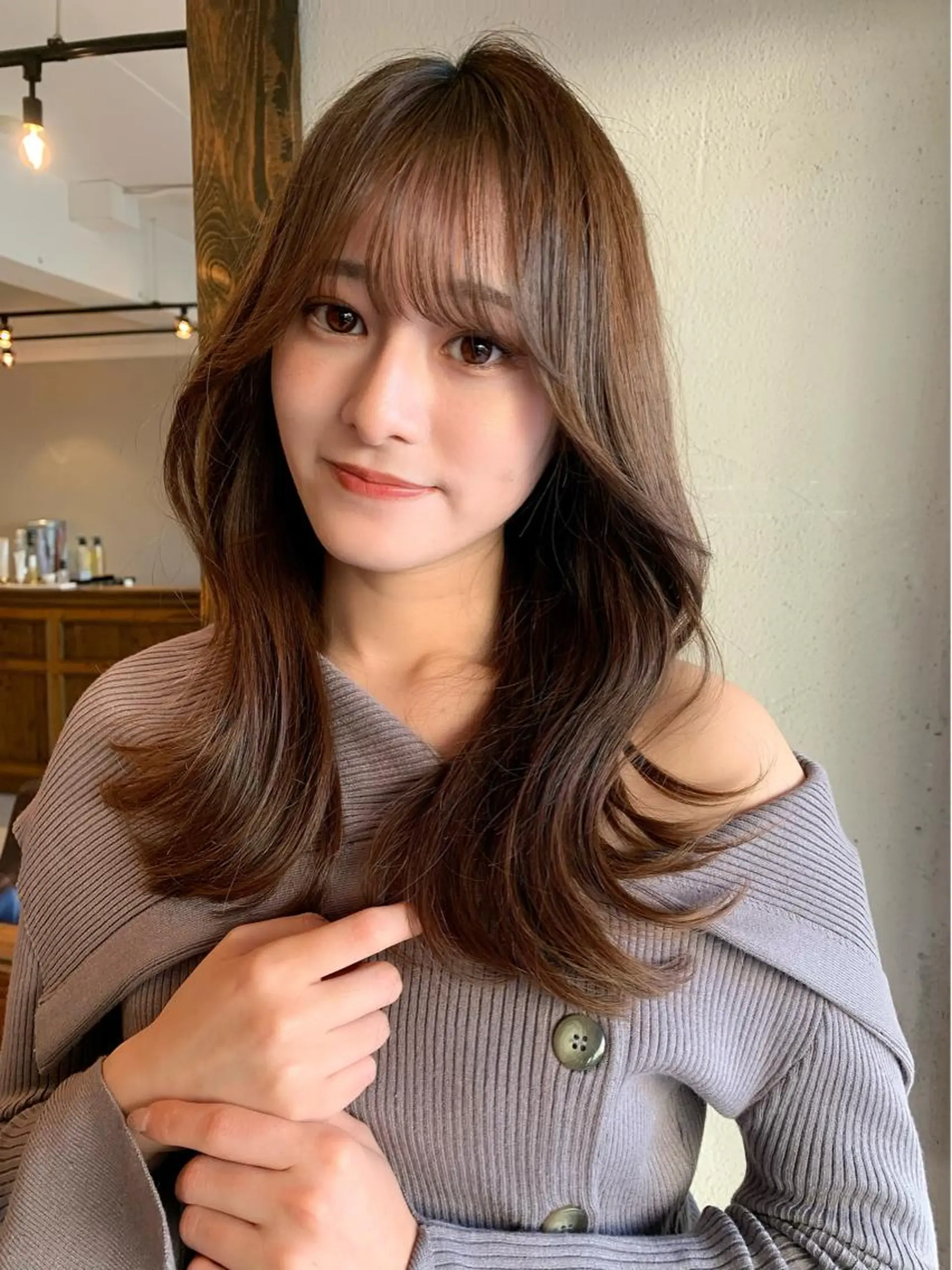 ロング カラー 透明感/オリーブ/ グレージュ/YUKAのヘアスタイル