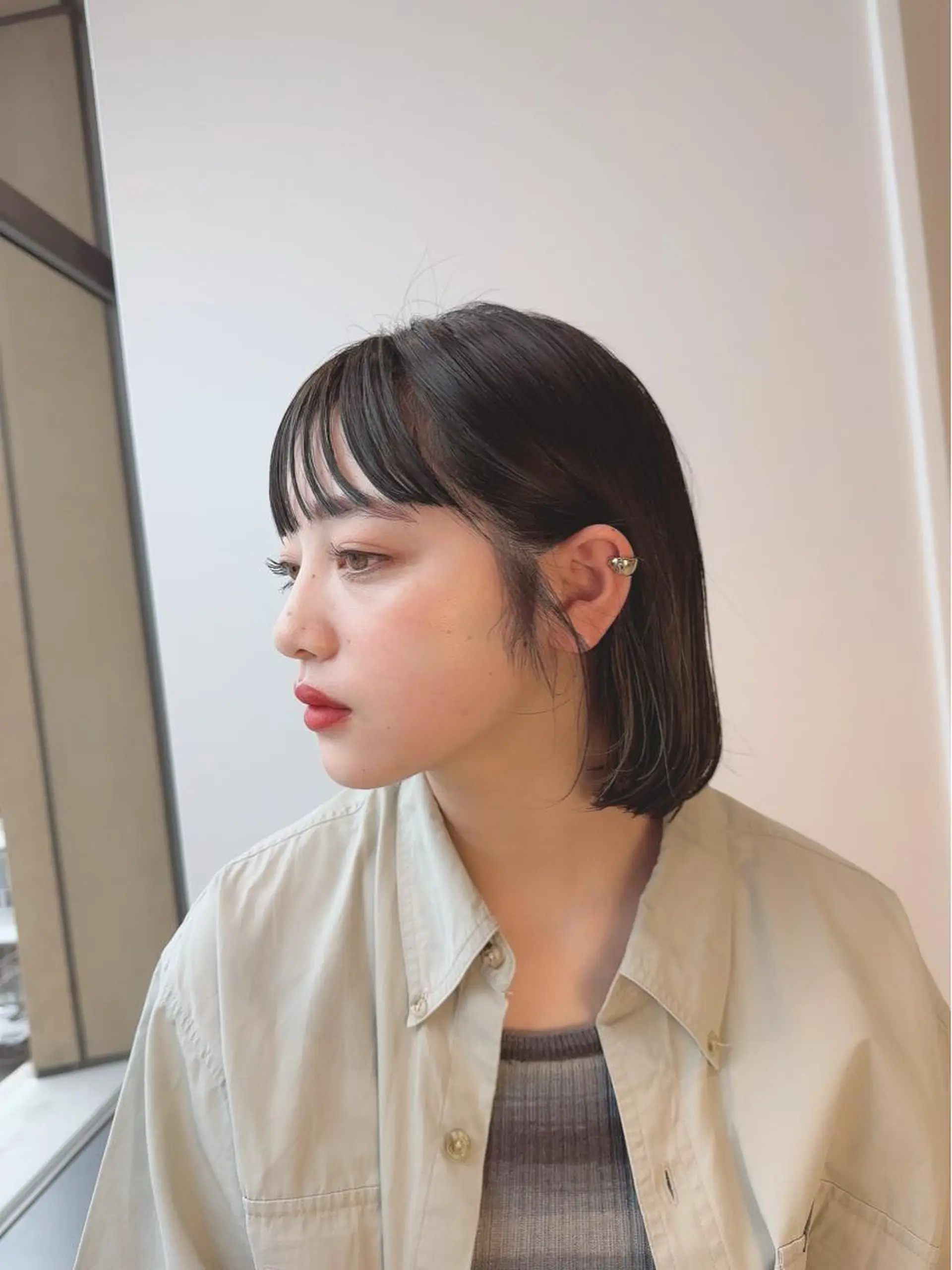 ショート ボブ 顔周りカット ハイライト 髪質改善 韓国風ヘア 巻ける縮毛矯正/艶 カラーchika🩵のヘアスタイル