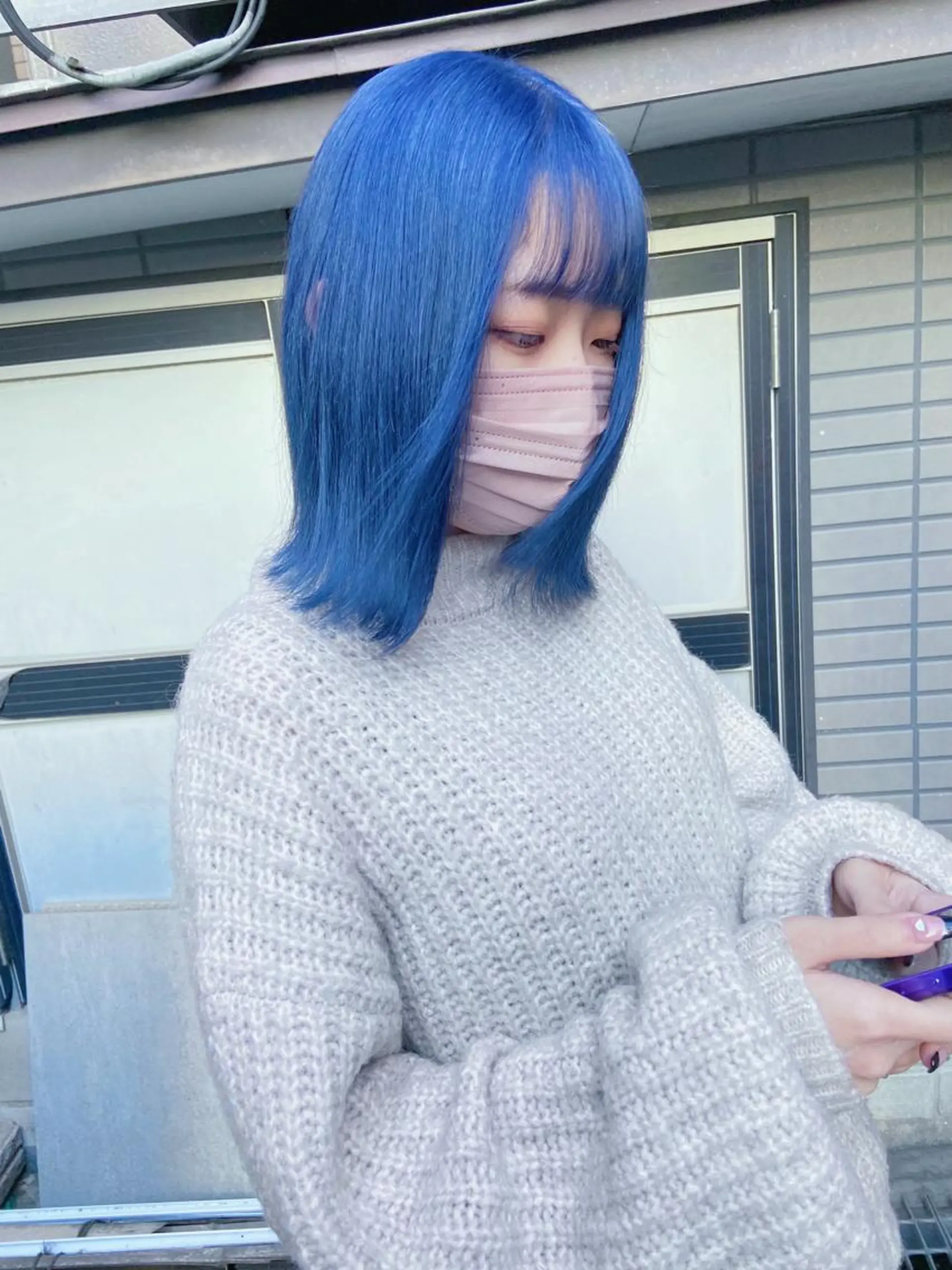 ミディアム カラー ブルーカラー カット ヘアカラー トリートメント 鈴木/ミルクティー/ ブリーチ/ボブ/のヘアスタイル