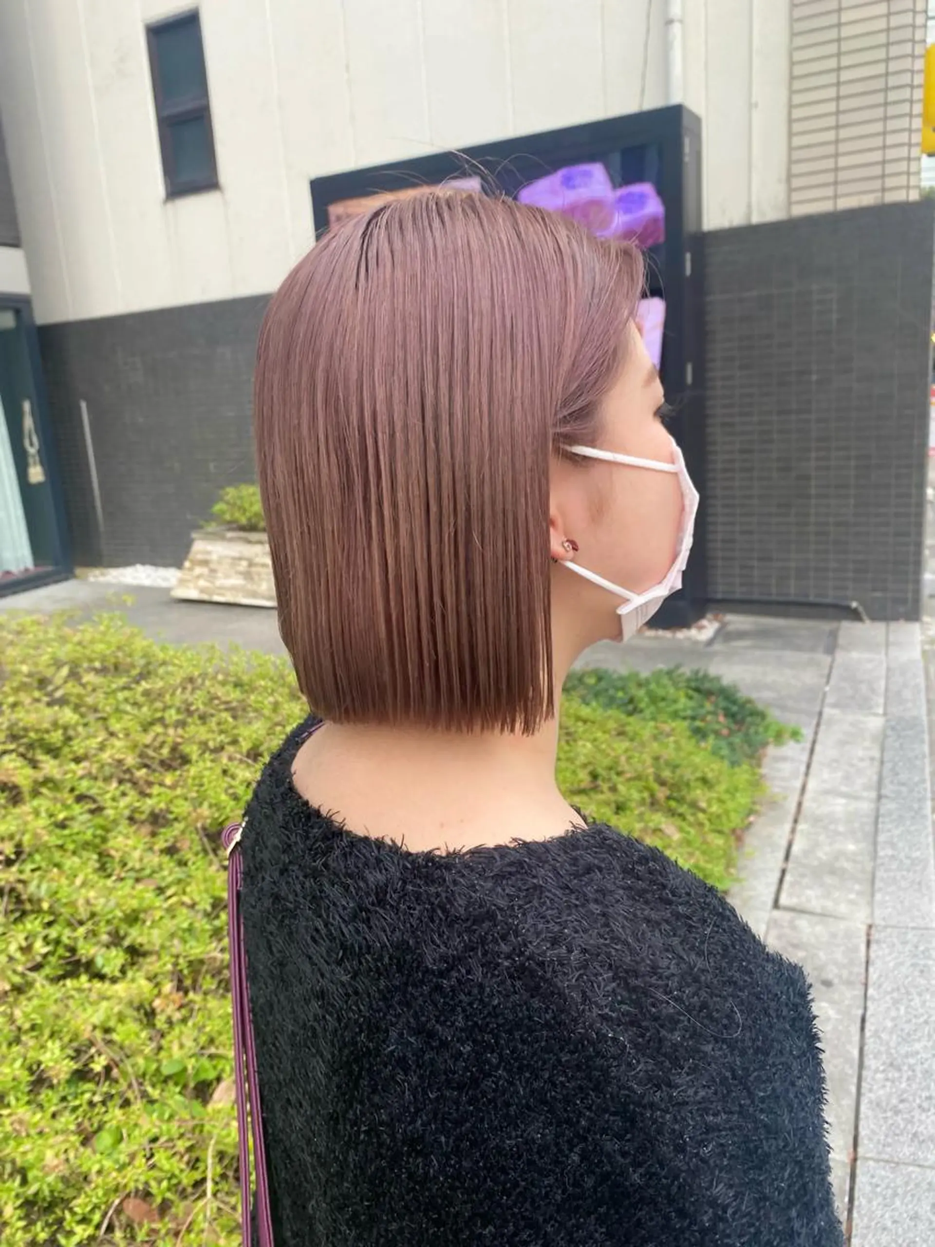 ミディアム 髪と音処　マトぺ所属・デザインカラー/ボブ ブリーチカラー/ユリのヘアスタイル