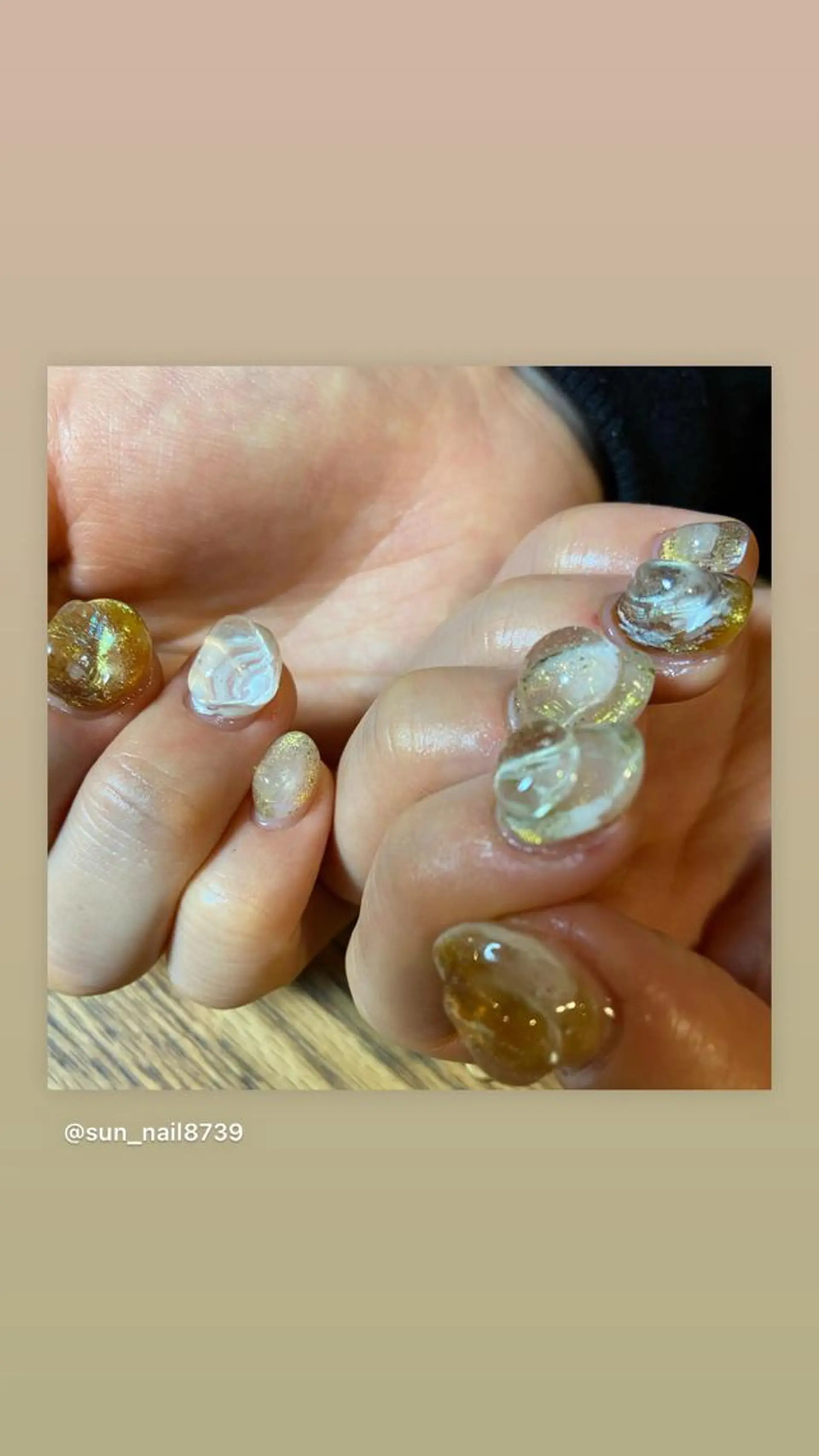 ネイル アートネイル クリアネイル ゴールド ショートネイル 冬ネイル . unffのネイルデザイン