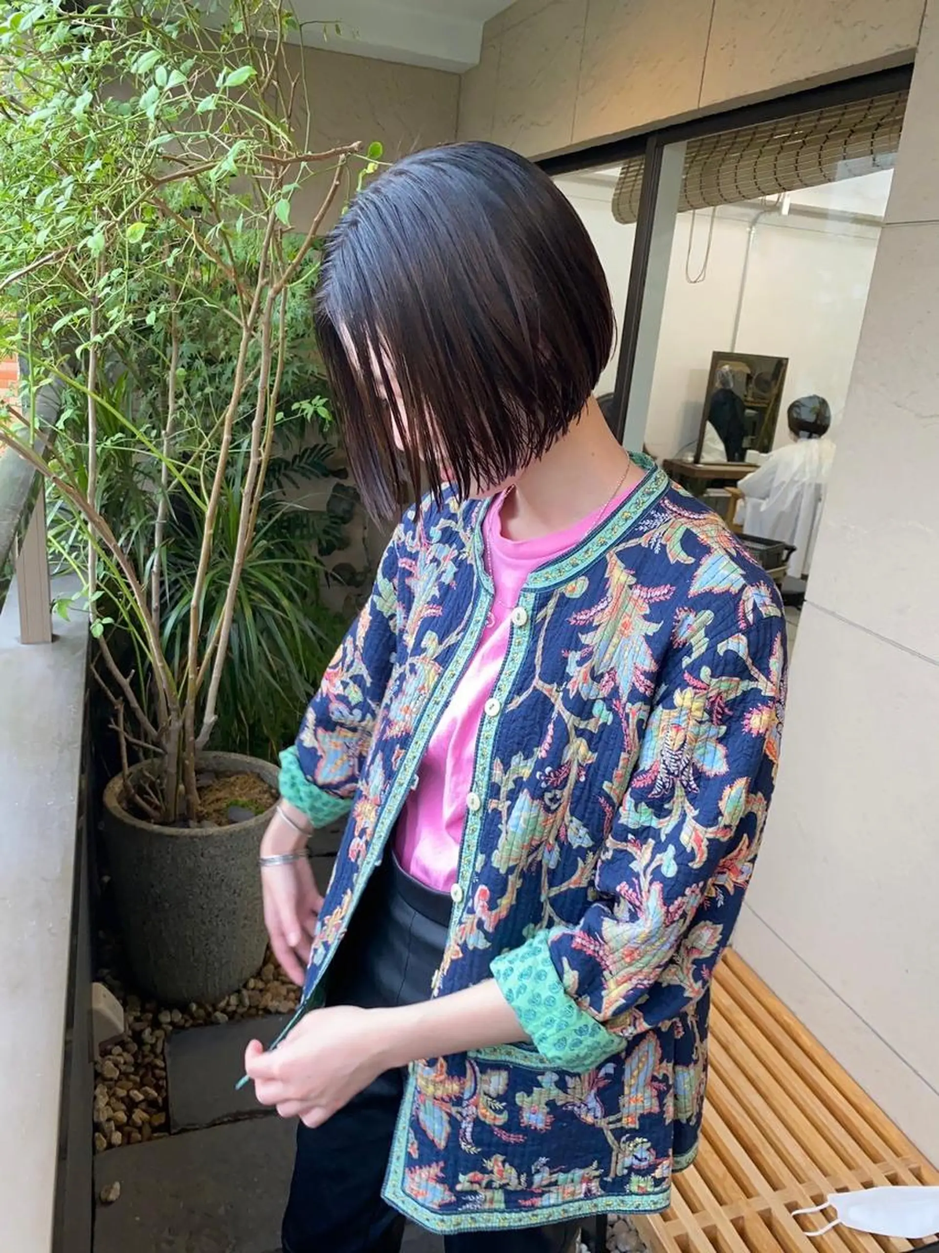 ミディアム パーマ カラー ショートボブ ミディアムパーマ アディクシーカラー ブリーチ ケアブリーチ CEINE＋ officialのヘアスタイル