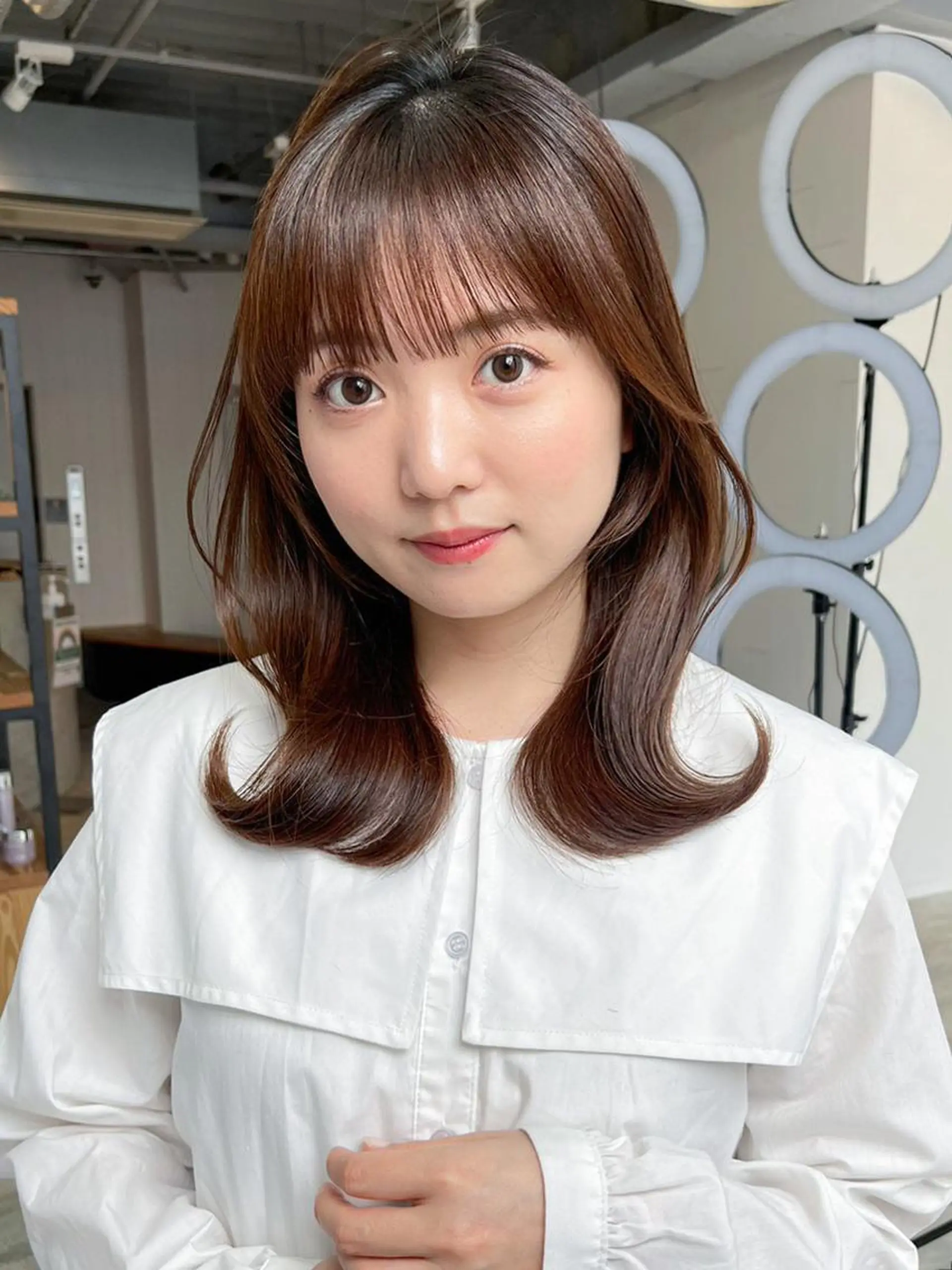 セミロング カラー パーマ ヘアアレンジ レイヤーカット カット ヘアカラー トリートメント ITbyALBUM 藤沢店のヘアスタイル