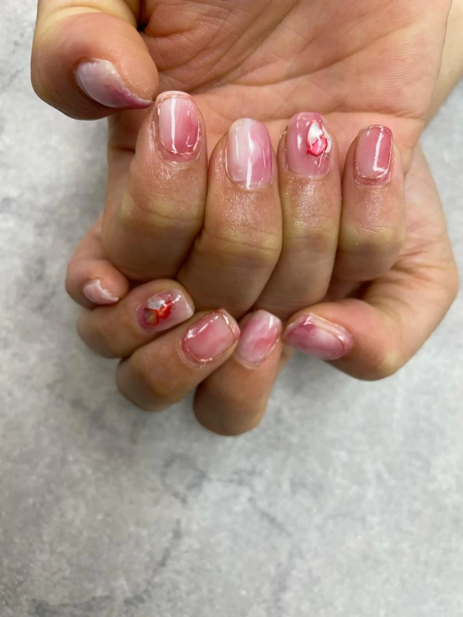 ネイル アートネイル フレンチネイル ジェルネイル ガラスフレンチ グラデーション ハンドネイル .N YUKIのネイルデザイン