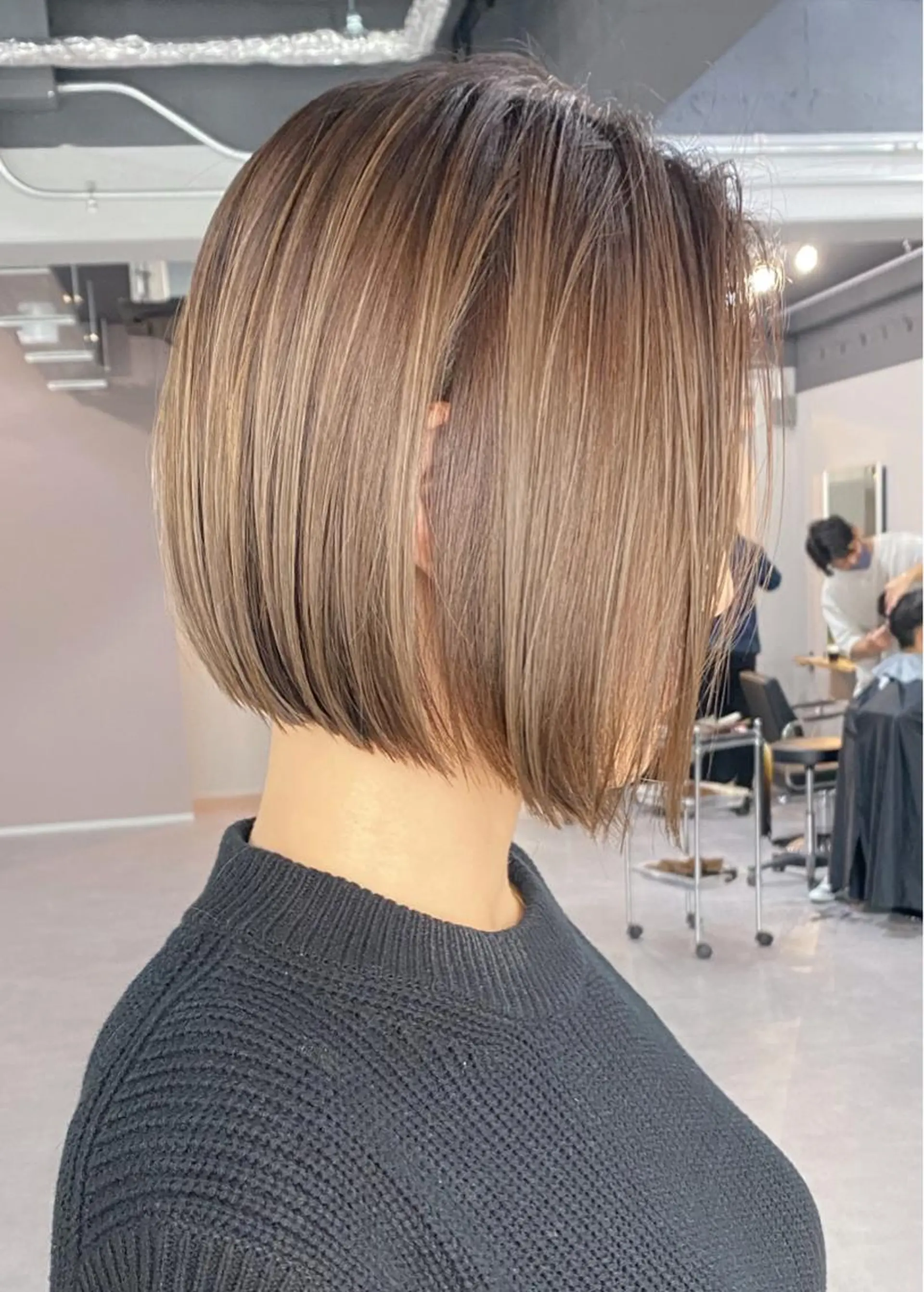 ショート カラー ハイライトカラー ボブ ハイライト 中山 天地のヘアスタイル