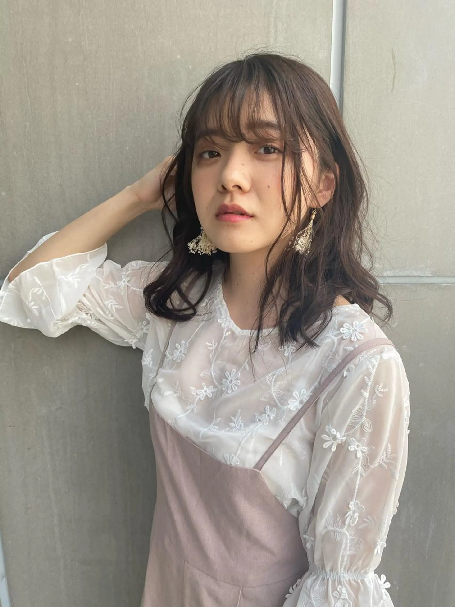 セミロング カラー パーマ たなか ちあきのヘアスタイル