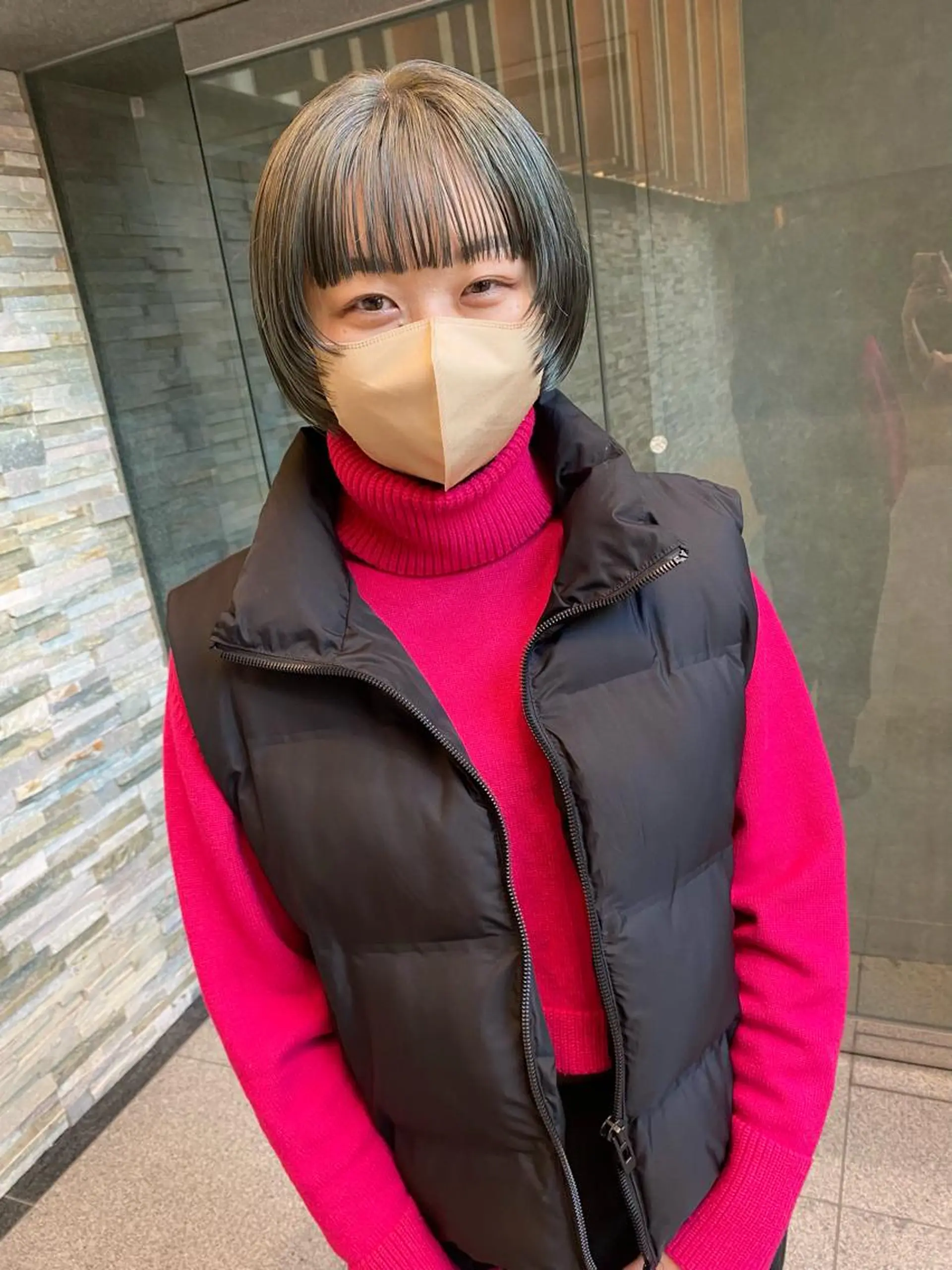 ショート カラー パーマ ヘアアレンジ ボブ 髪と音処　マトぺ所属・デザインカラー/ボブ ブリーチカラー/ユリのヘアスタイル