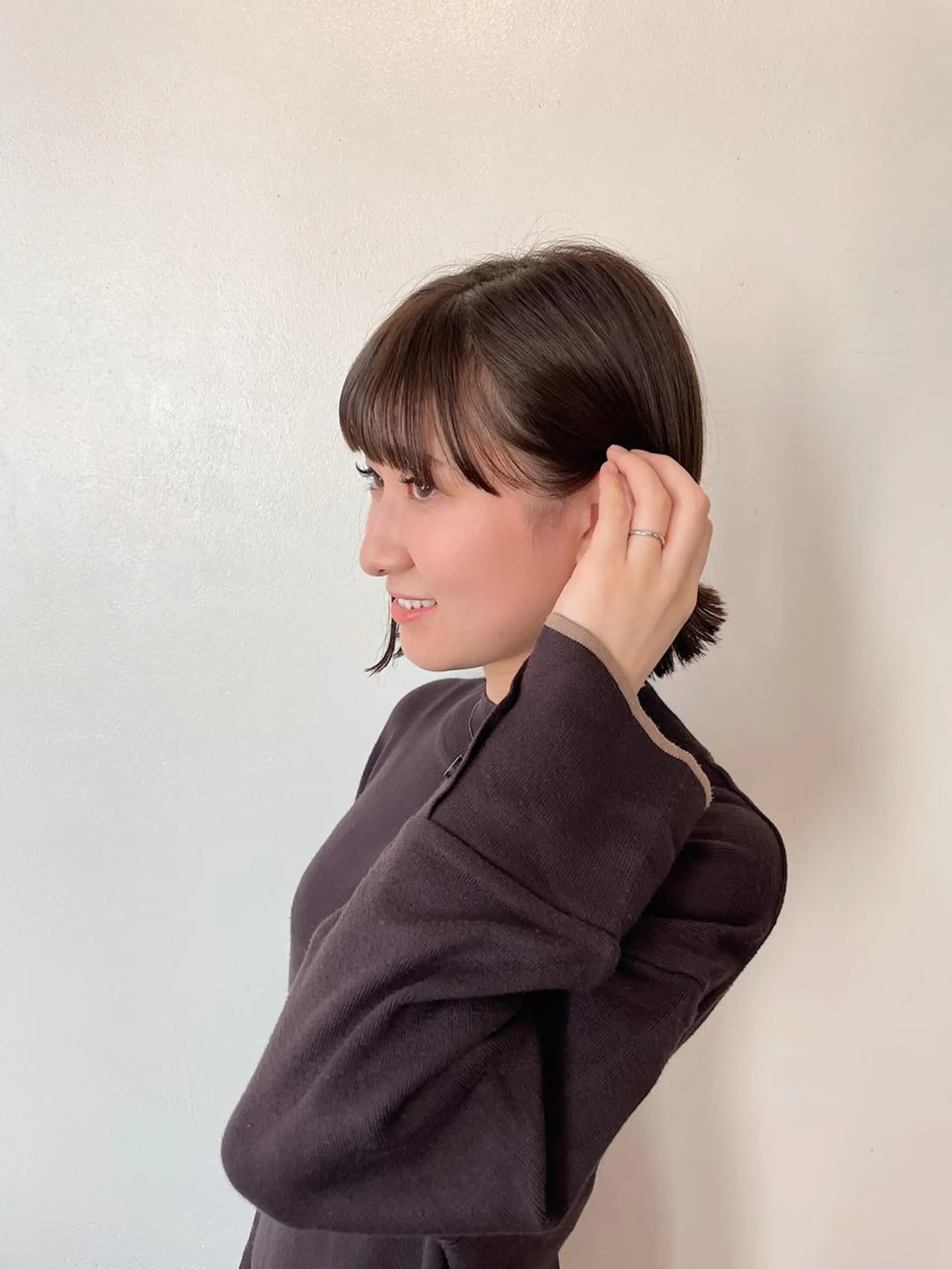 ショート カラー ボブ 外ハネヘア ワイドバング カット ヘアカラー トリートメント h a k u 大倉 卓人のヘアスタイル