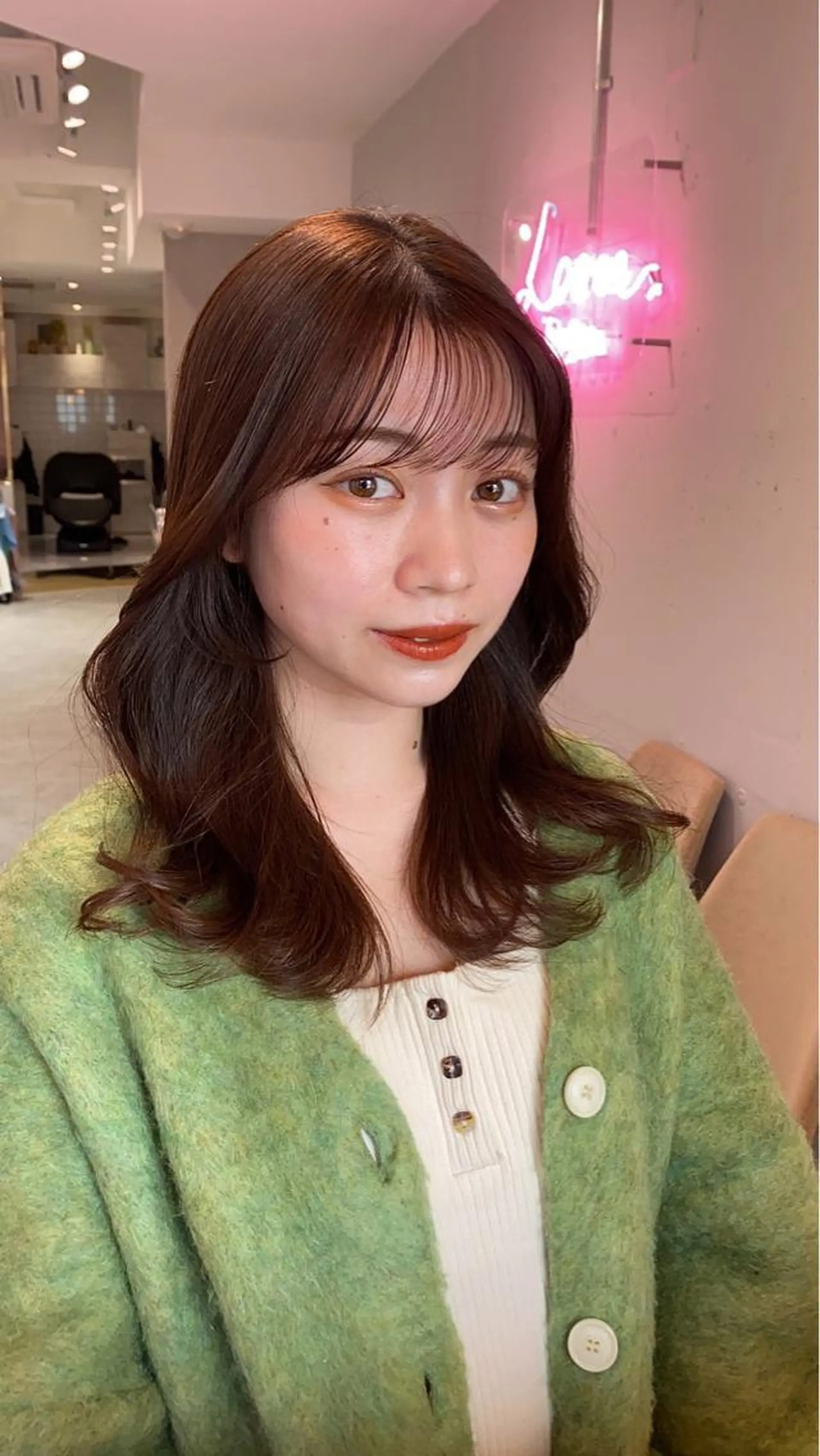 セミロング カット ヘアカラー トリートメント ヘッドスパ ヘアセット 新宿/韓国レイヤー 髪質改善カラー/角所のヘアスタイル