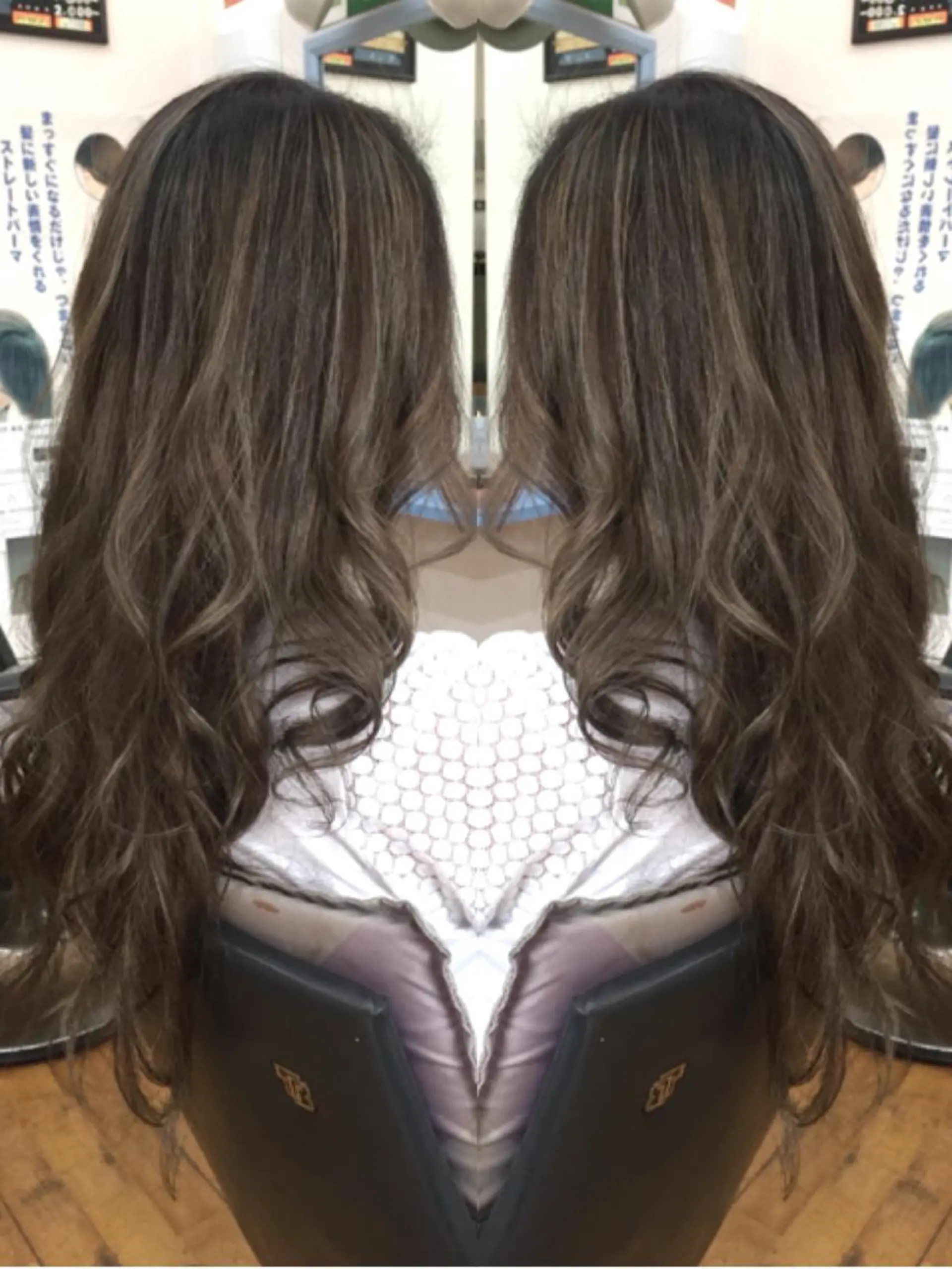 ロング カラー パーマ バレイヤージュ グラデーションカラー グレージュ ハイライトカラー 外国人風カラー ヘアカラー トリートメント BOB所属・三輪 太一のヘアスタイル