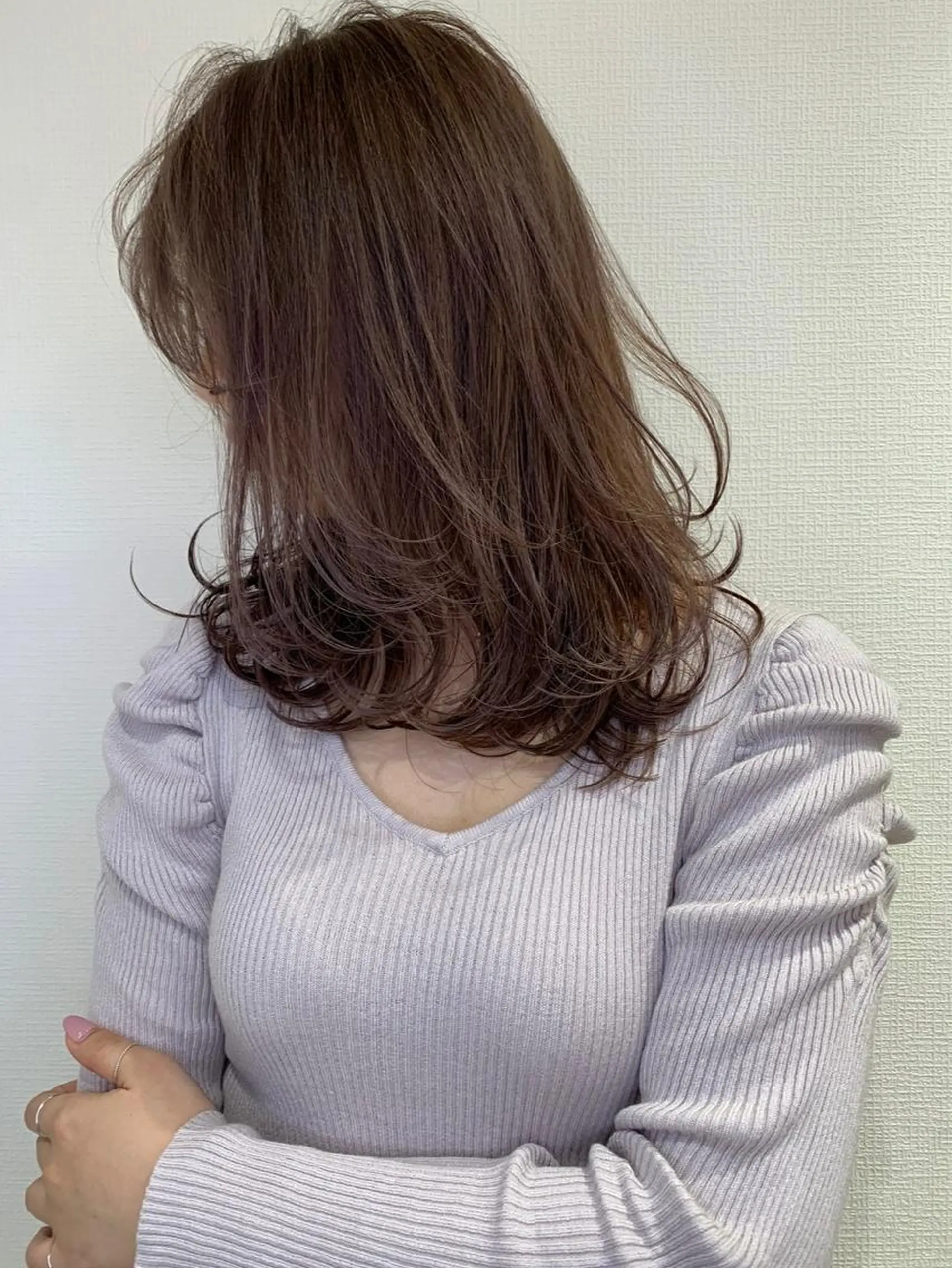 セミロング カラー パーマ ヘアアレンジ 透明感/オリーブ/ グレージュ/YUKAのヘアスタイル