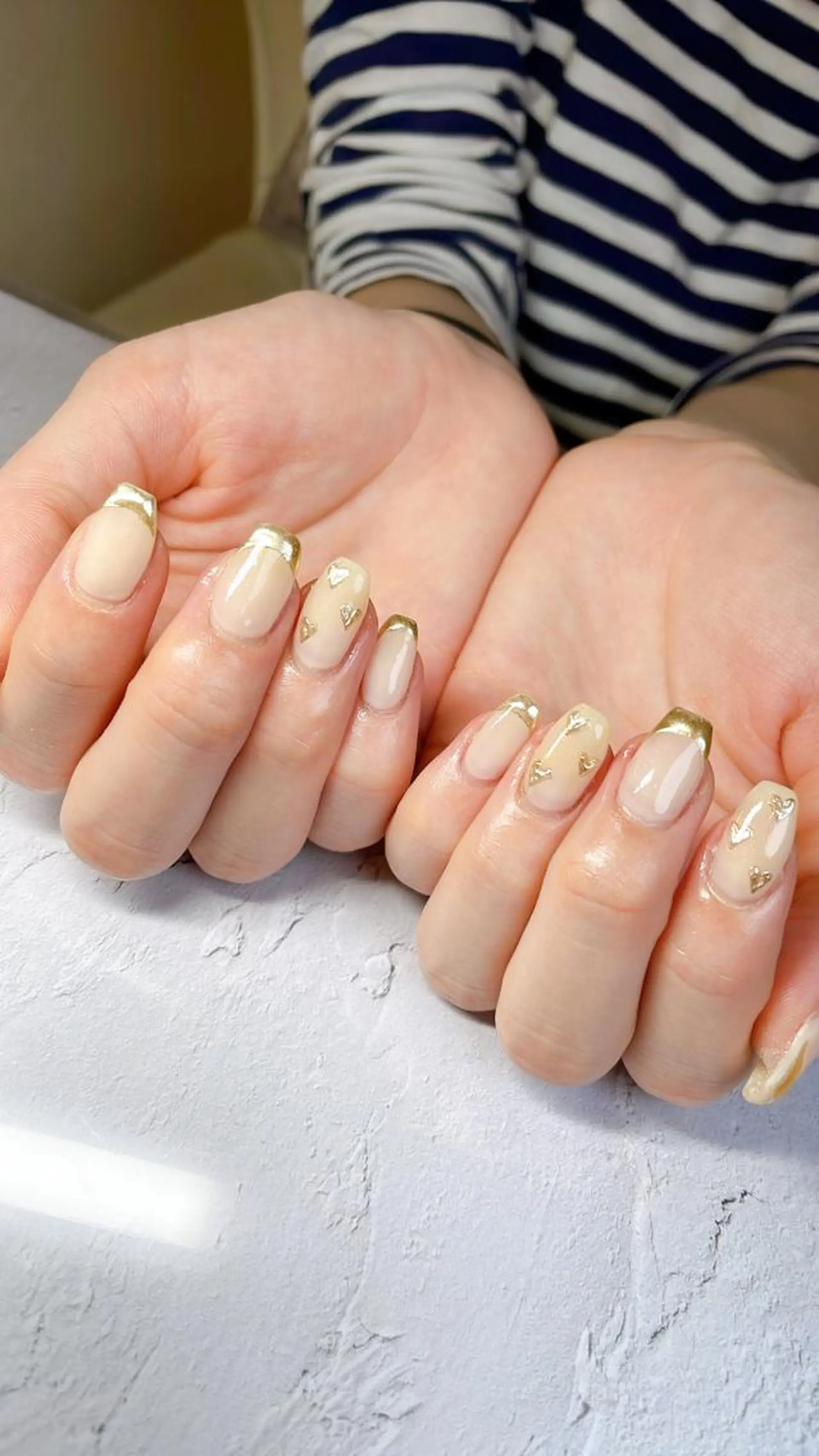 ネイル フレンチネイル ハート ミラーネイル ハンドネイル LaLa Peach 福岡のマツエク・マツパデザイン