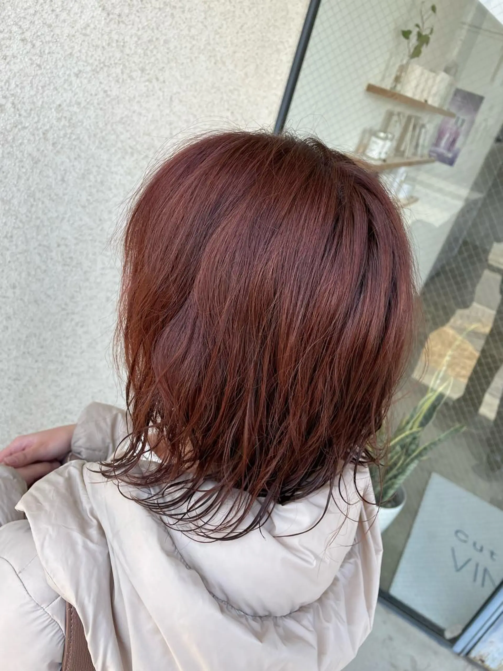 ミディアム ミディアムパーマ ピンクブラウン 藤村 翔充のヘアスタイル