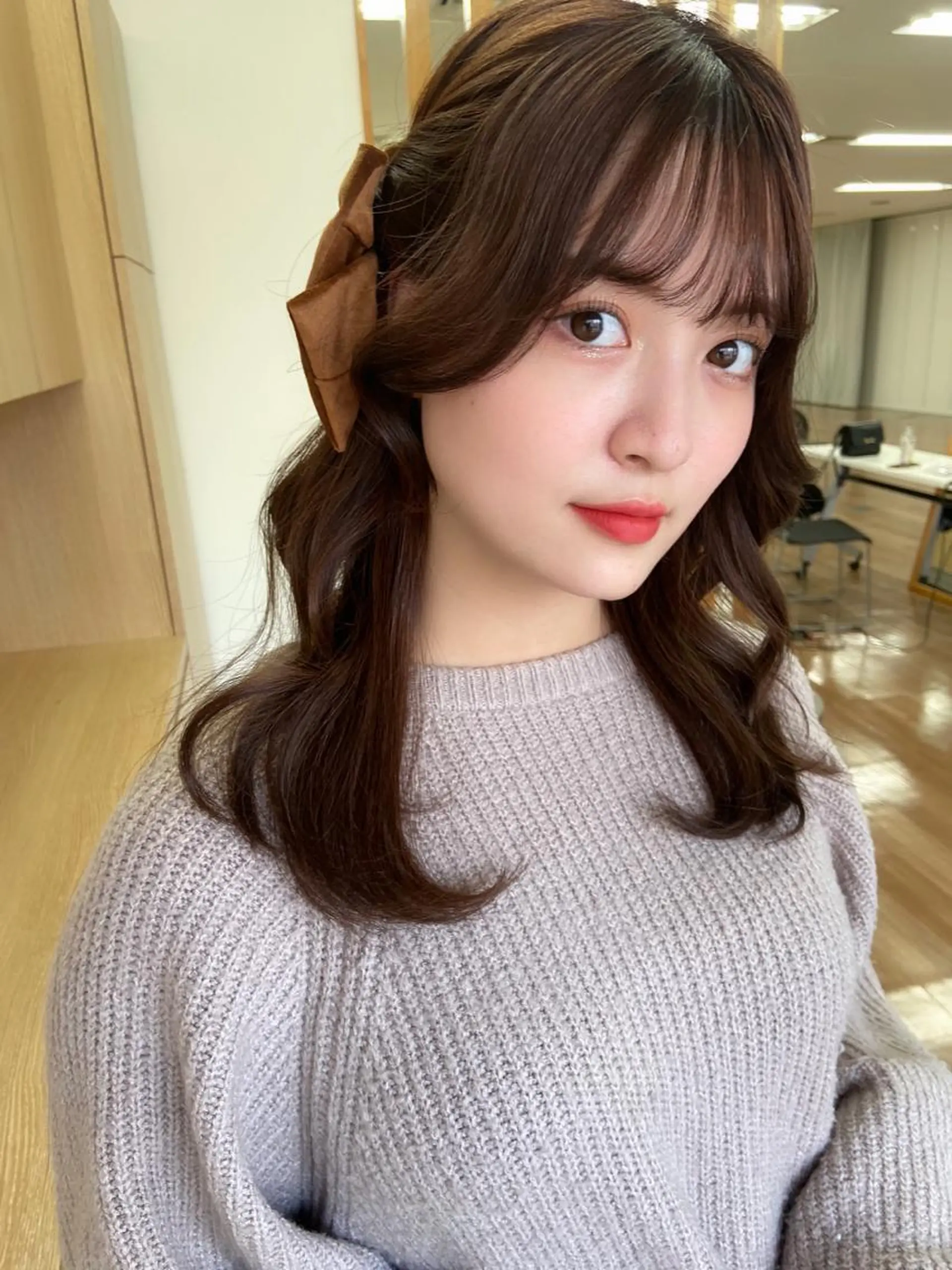 セミロング ヘアアレンジ シールエクステ ケアカラー ピンクブラウン エクステ 韓国風ヘア 新宿/韓国ヘア 中明度カラー/かやのヘアスタイル