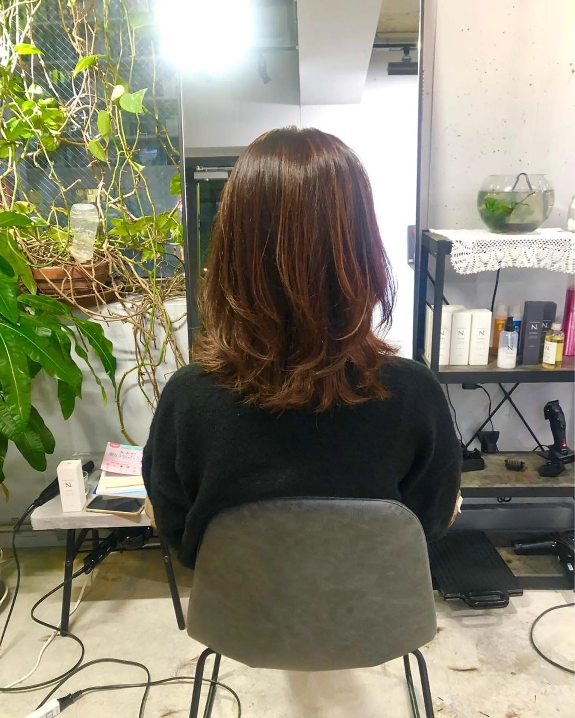 セミロング カラー 松下 倫子のヘアスタイル