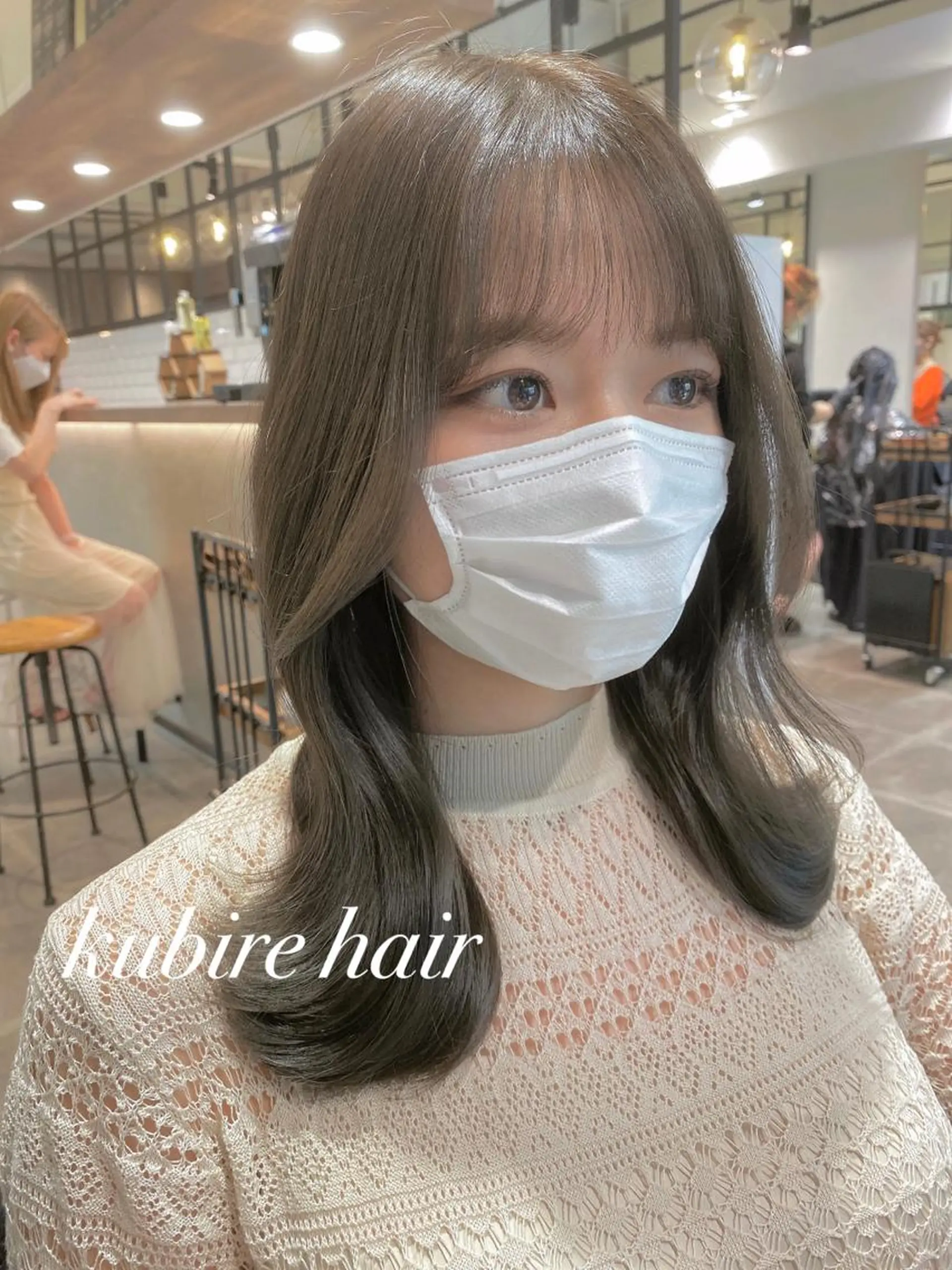 セミロング カラー アッシュ ベージュカラー くびれヘア ヨシンモリ 韓国風ヘア カット ヘアカラー トリートメント 韓国レイヤー/ミルク ティー🦋高橋　暖のヘアスタイル