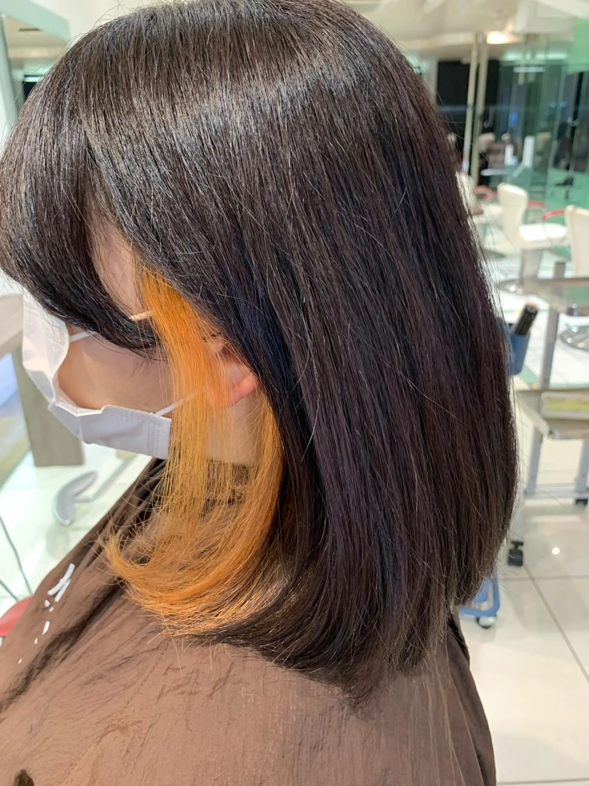 ミディアム カラー ブリーチ オレンジ Lupinus所属・【艶カラー】石山拓人 /ブリーチのヘアスタイル