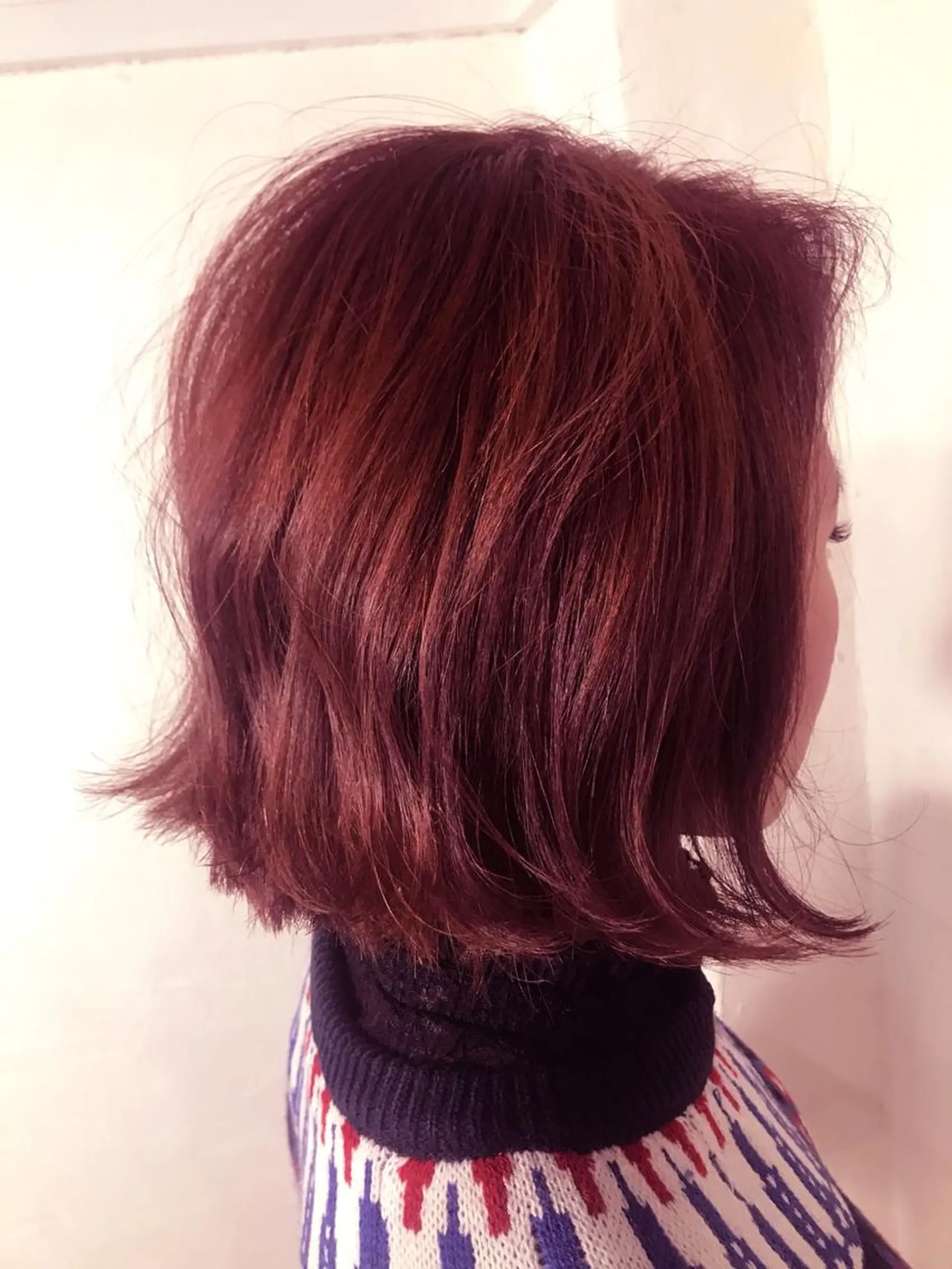 カラー 切りっぱなしボブ レッドカラー バイオレットカラー ボブ ショート&ボブ井上 菜樹のヘアスタイル