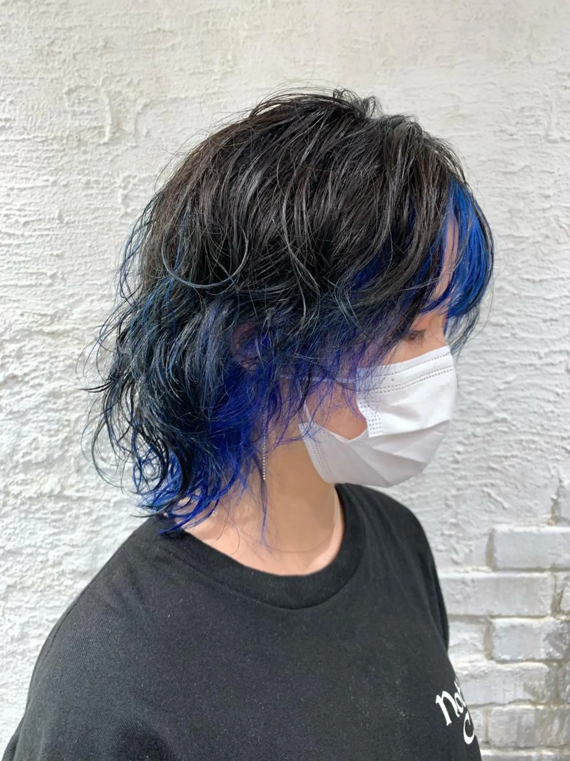 ミディアム カラー ブルーカラー 堀 直人のヘアスタイル