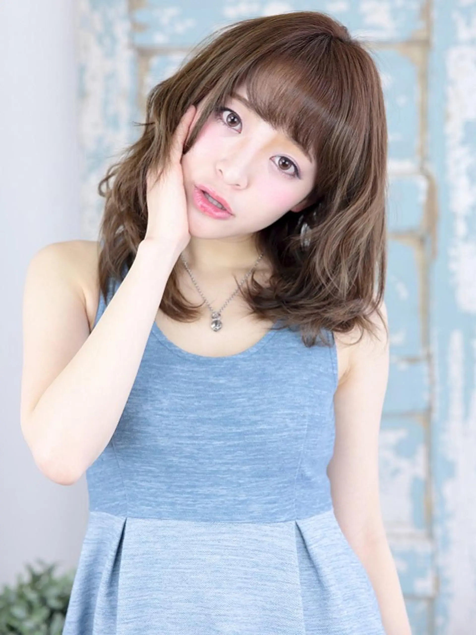 ミディアム カラー パーマ 透明感カラー 小顔カット ✨hair make flencia✂️✨のヘアスタイル