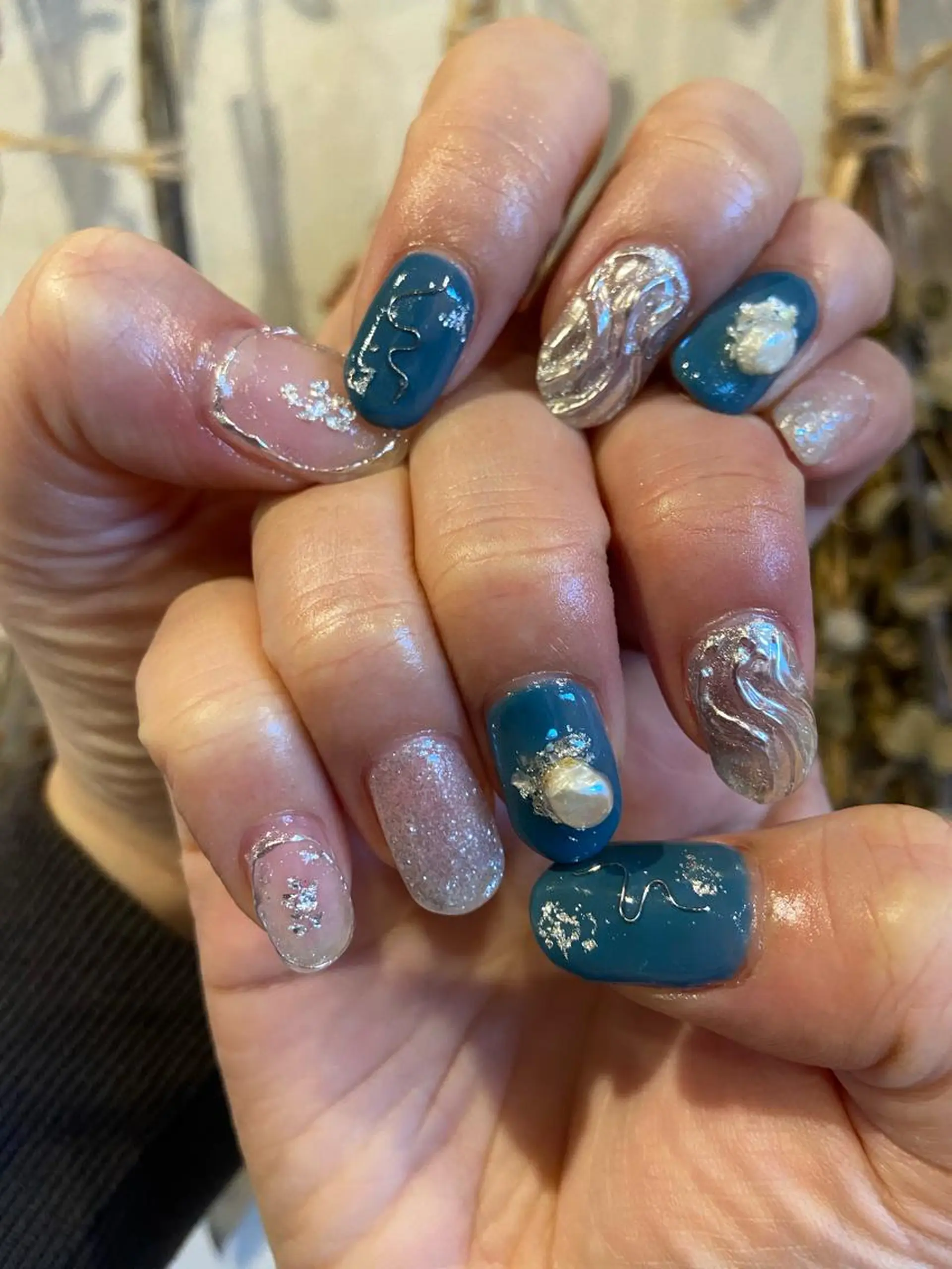 ネイル アートネイル ミラーネイル ニュアンスネイル 春ネイル . unffのネイルデザイン