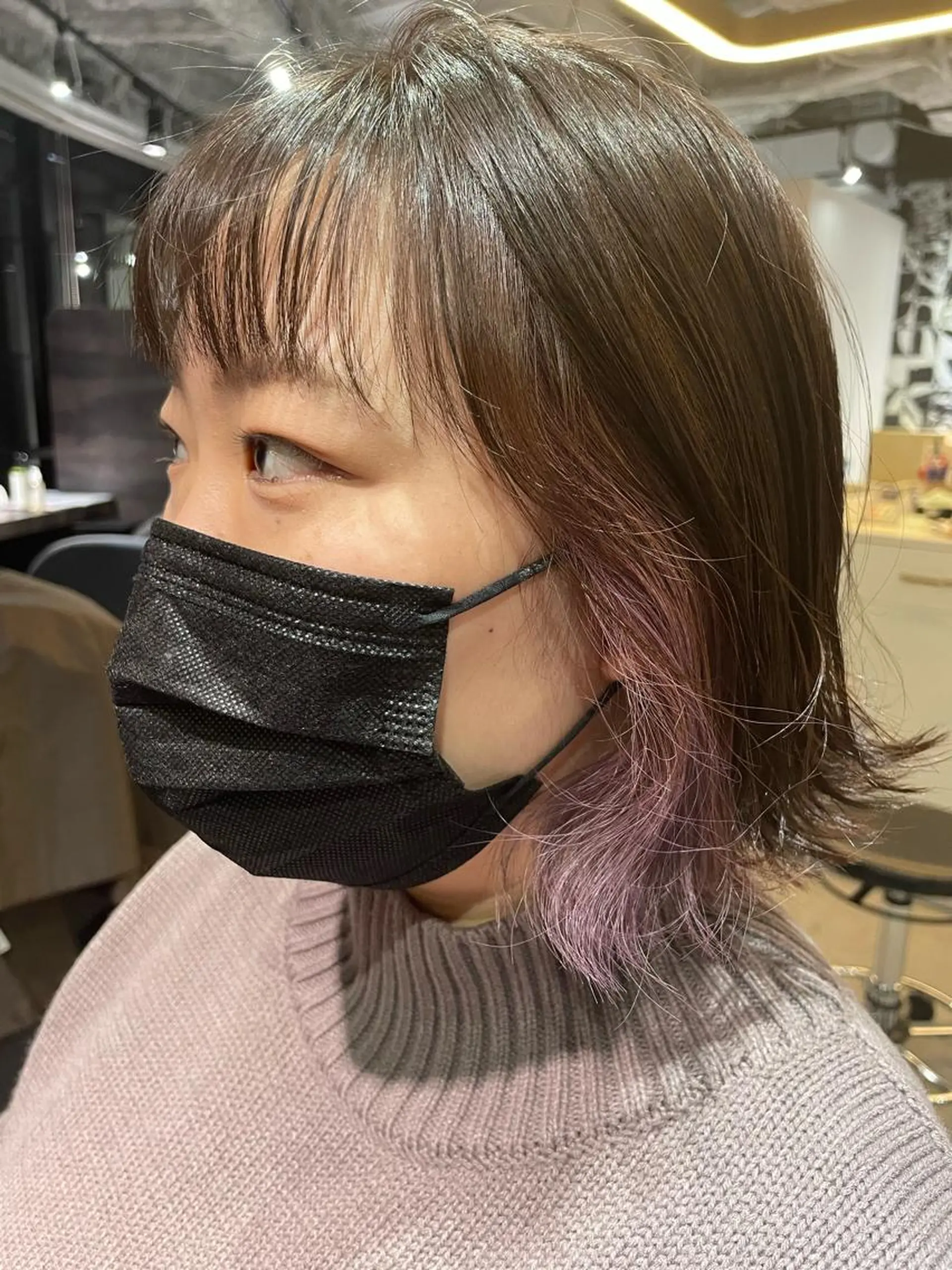 ミディアム カラー イヤリングカラー ラベンダーカラー ラベンダーピンク ピンクカラー One By The Ect所属・ショート/脱白髪染め ☆宇﨑悠実のヘアスタイル