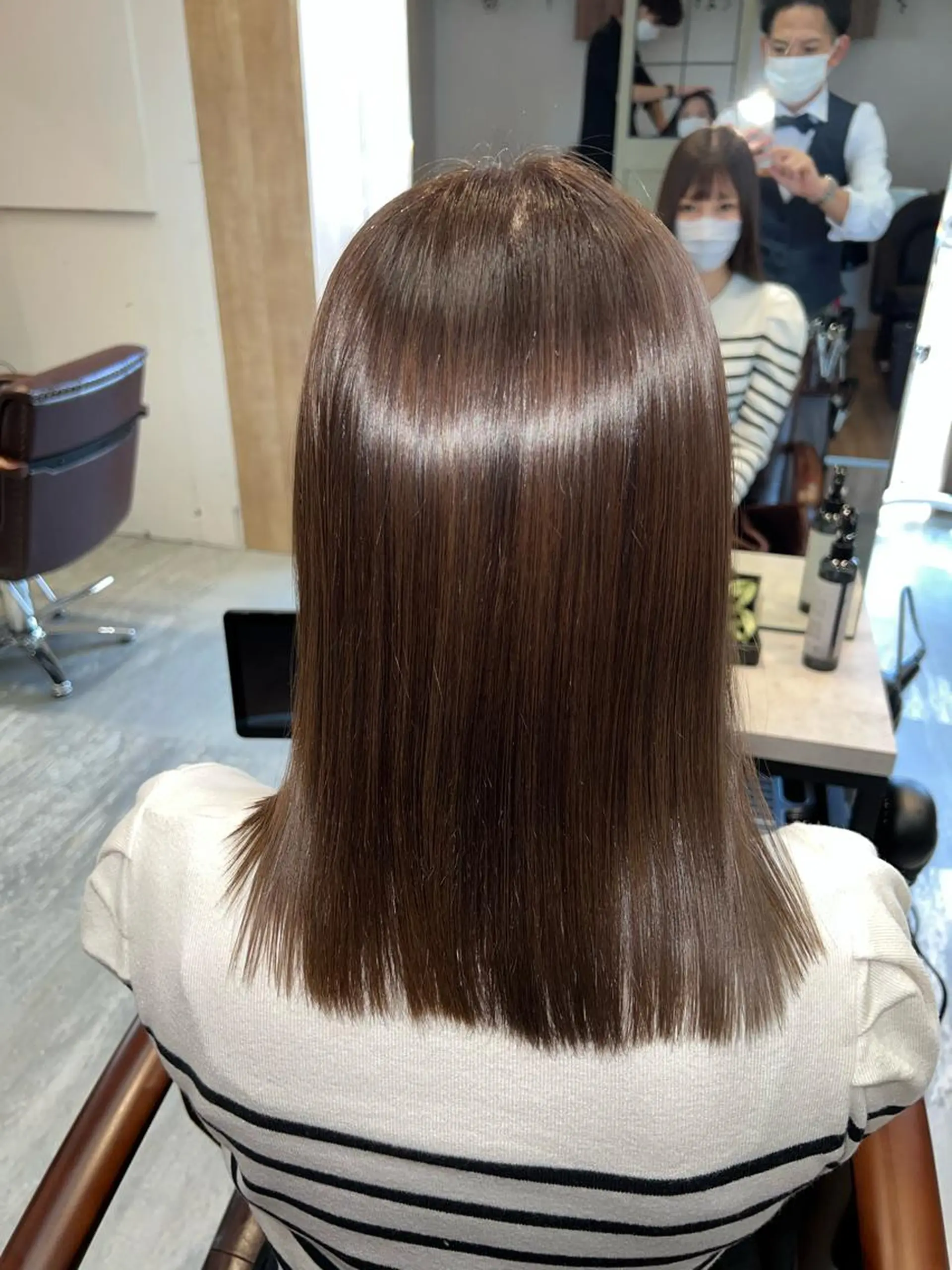 セミロング カット 縮毛矯正 トリートメント 縮毛矯正/髪質改善 /ブリーチ/東陽町✨のヘアスタイル