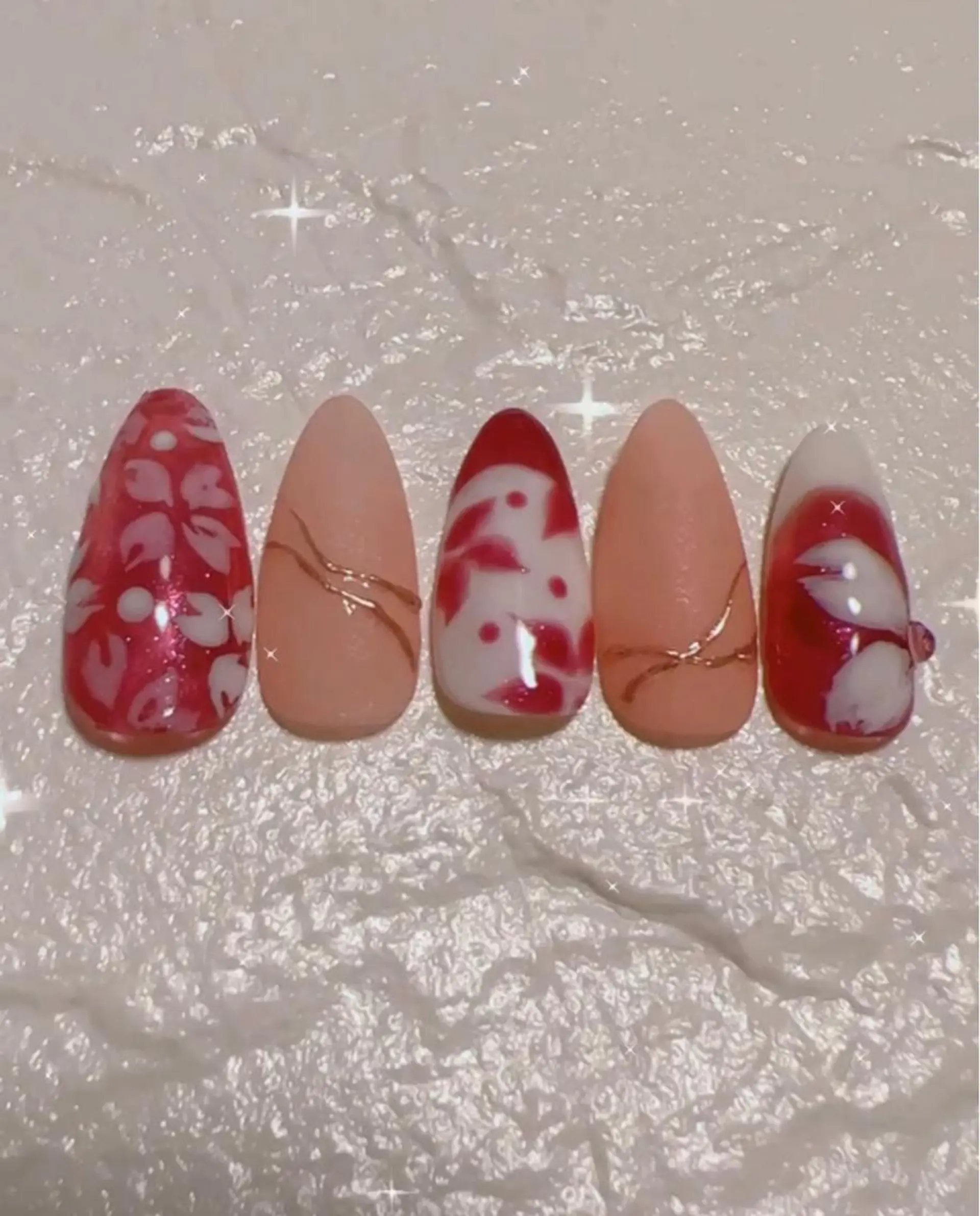 ネイル フラワーネイル ハンドネイル ecru エクリュのネイルデザイン