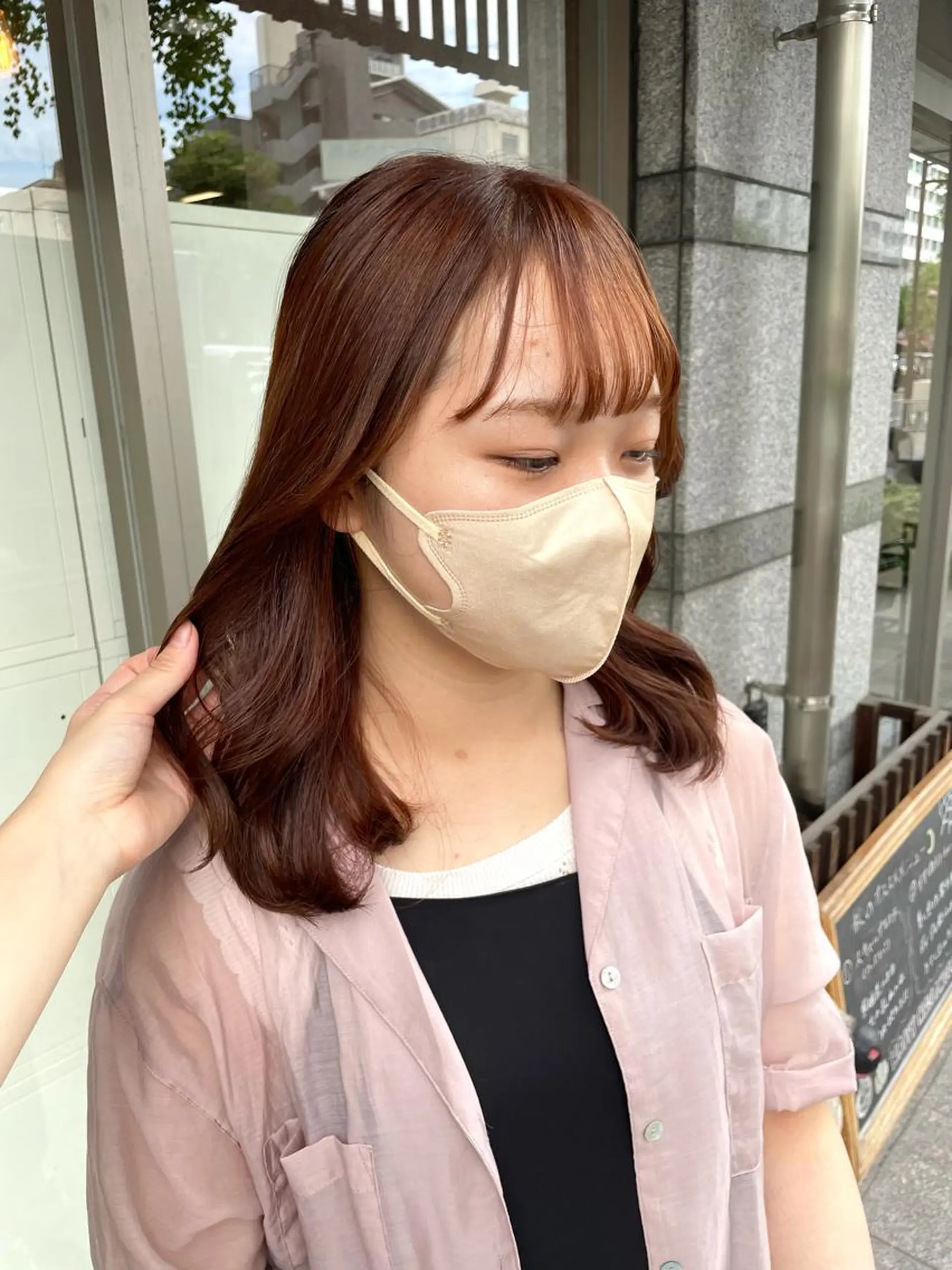 セミロング カラー ブリーチ ブラウンカラー ブリーチなしカラー オレンジ オレンジブラウン 🫧ヒシダアキ /taboo🫧のヘアスタイル