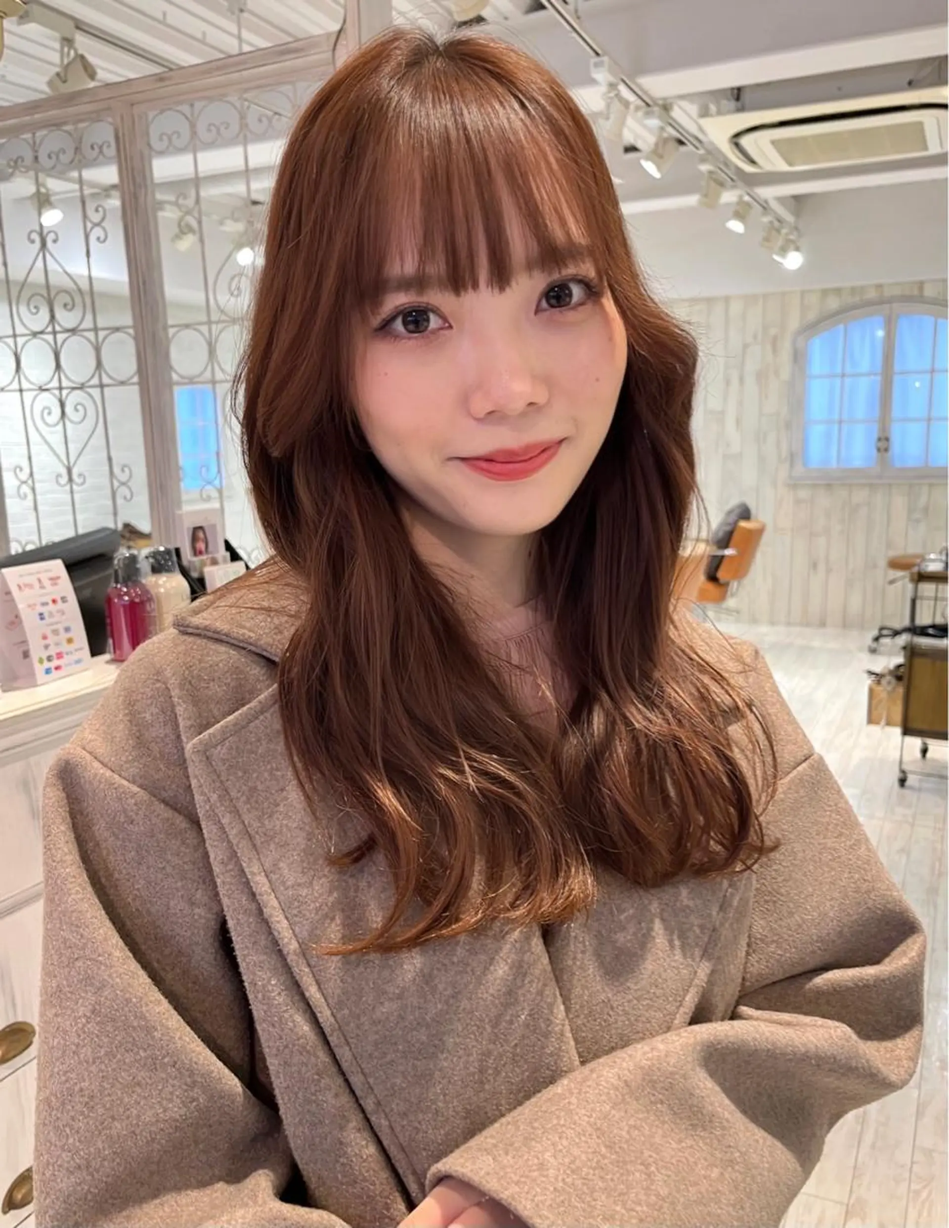 ロング カラー ブラウンカラー モカブラウン 顔まわりレイヤー 韓国風ヘア レイヤーカット カット 【韓国ヘア×透明感 カラー】笹谷 莉未のヘアスタイル