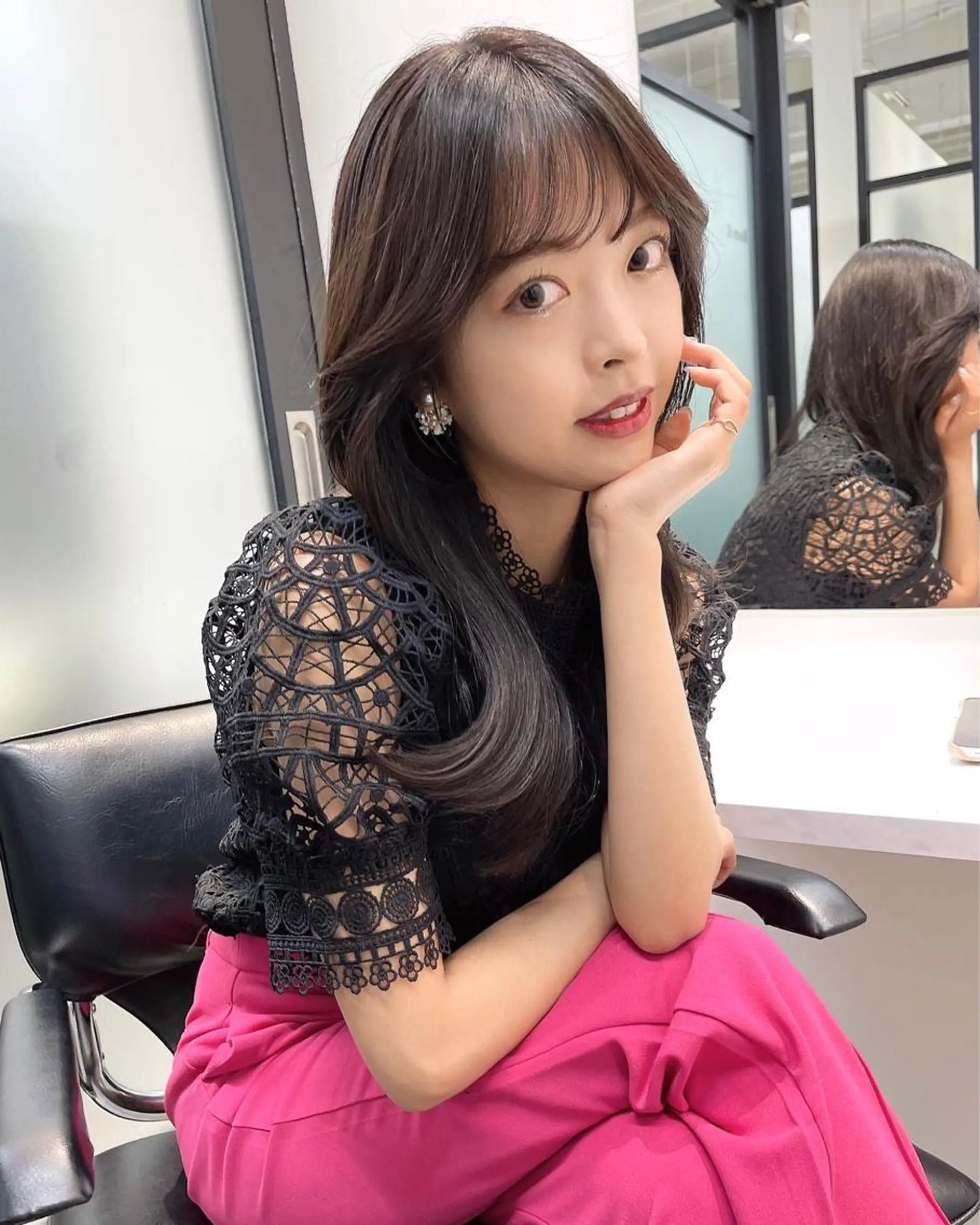 ロング カット ヘアカラー トリートメント 韓国レイヤーカット 髪質改善▫️水野有真のヘアスタイル