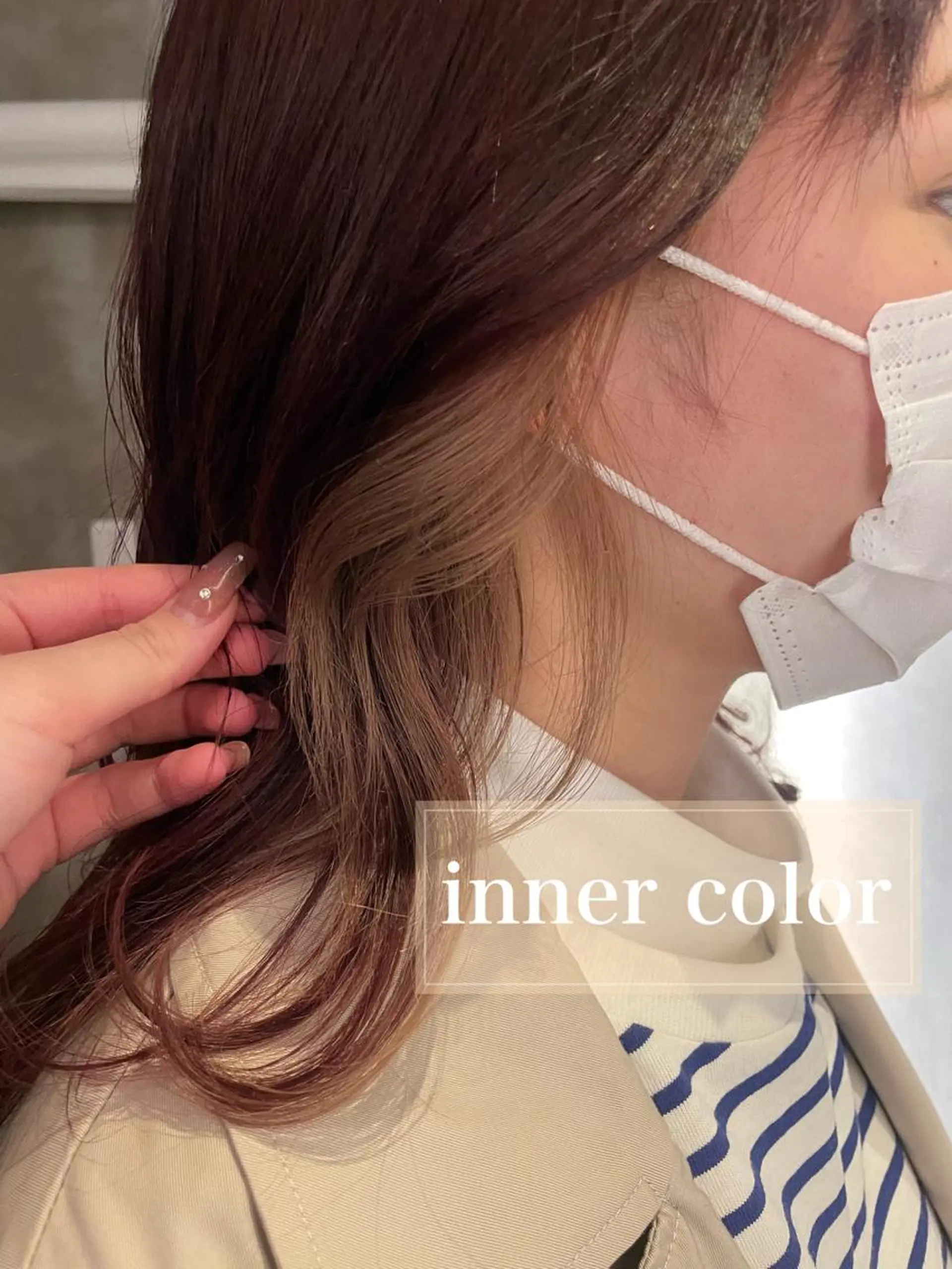 ショート カラー ベージュカラー インナーカラー ミルクティーベージュ 🍒serika 暖色カラー 🍒のヘアスタイル