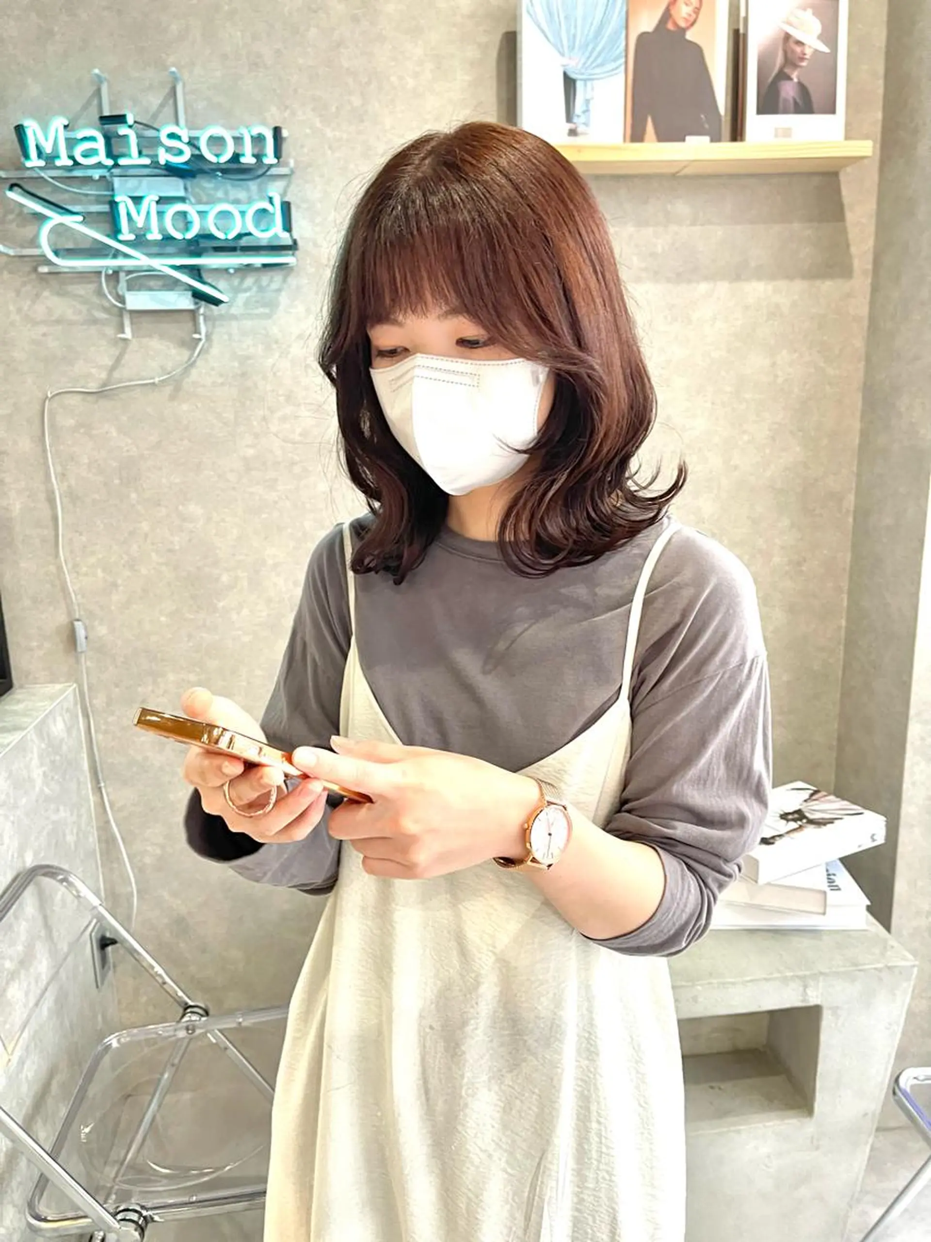 ミディアム カラー カット ヘアカラー トリートメント mood tatemachiのヘアスタイル