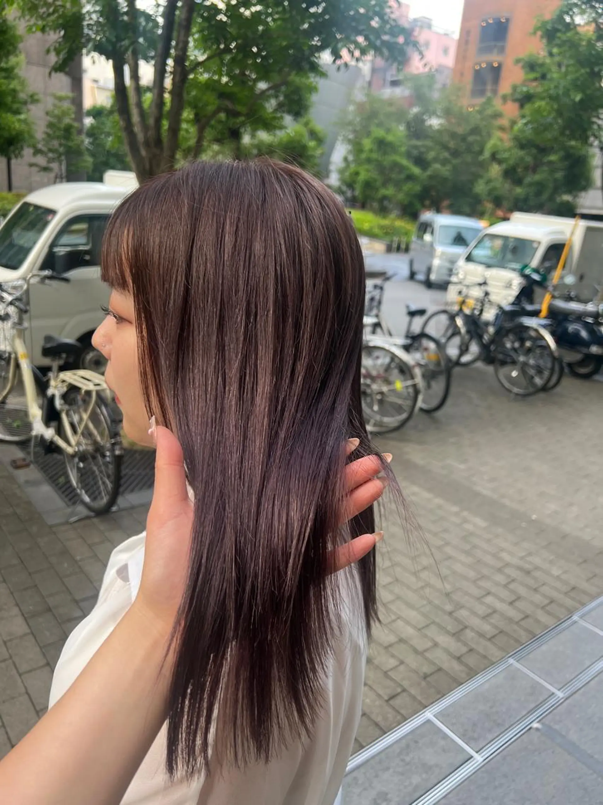 セミロング カラー ラベンダーカラー beleefric 🩵黒木芽衣のヘアスタイル