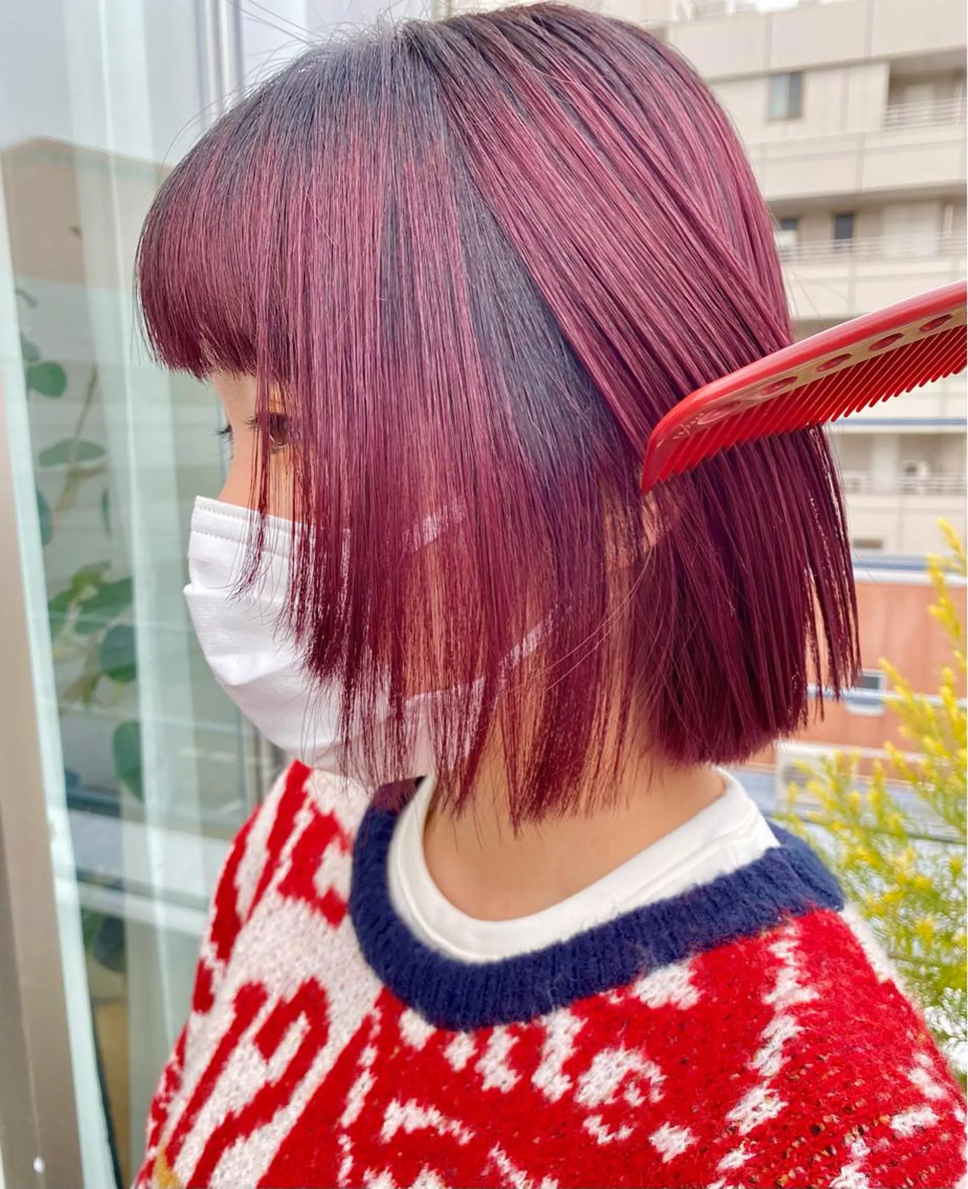 ミディアム カラー ブリーチ ピンクカラー 暖色カラー/天神/ ヘイマサクラのヘアスタイル