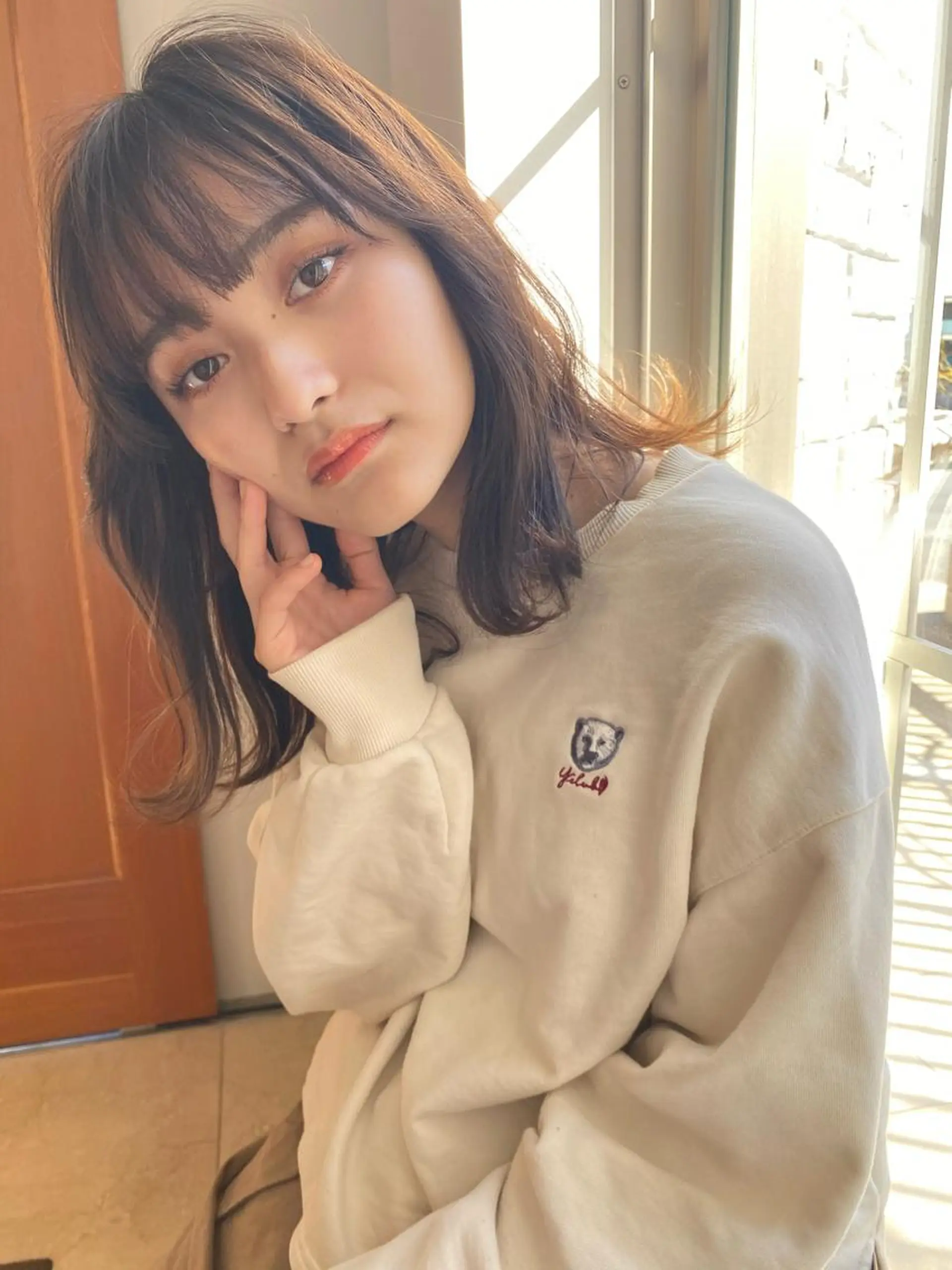 ミディアム カラー 店長/mao/ 前髪/顔周りカットのヘアスタイル