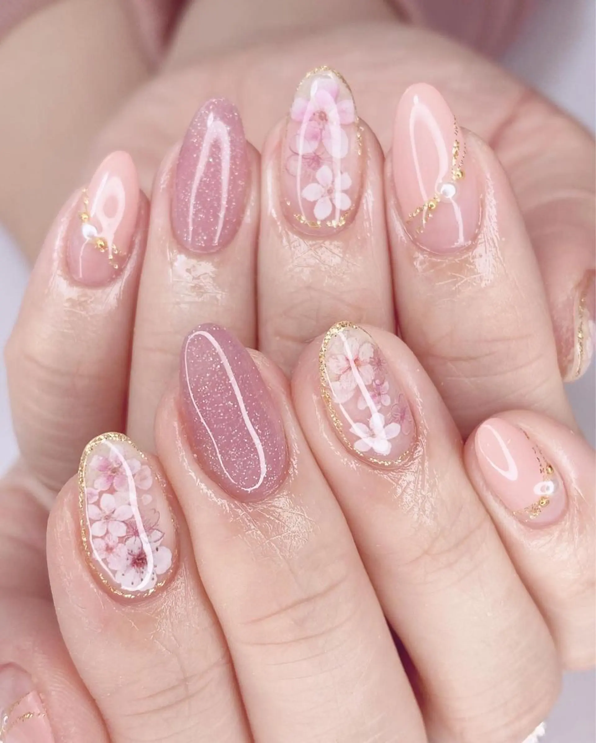 ネイル アートネイル オーロラネイル 桜ネイル クリアネイル フレンチネイル Ｎail Ｓalon ertiのネイルデザイン